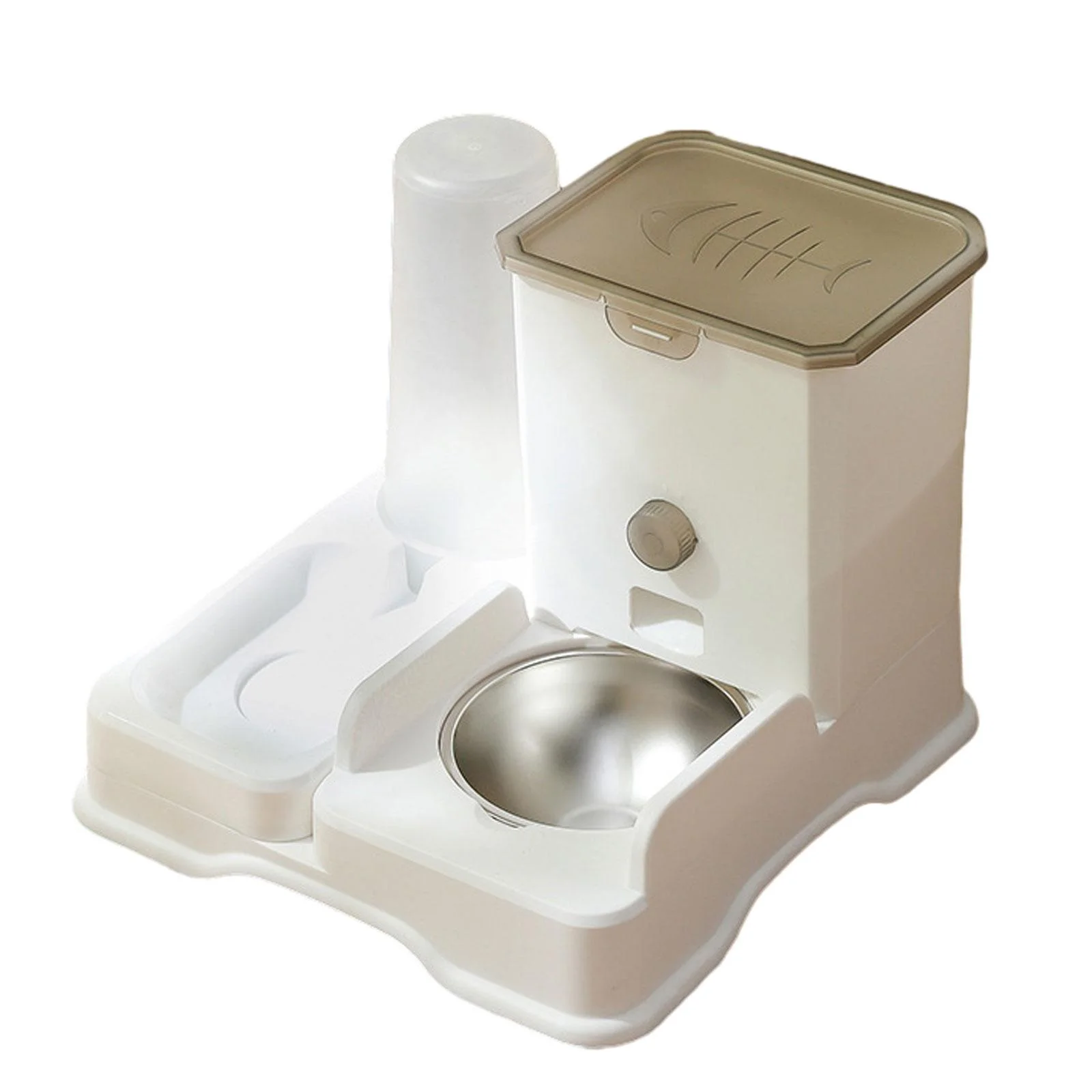 EHJRE 2 in 1 Automatic Pet Waterer Large Capacity Pet Food Storage Pet Self Feeder Cats Dog Water and Food Feeder for Small Animals Stainless Steel Bowl