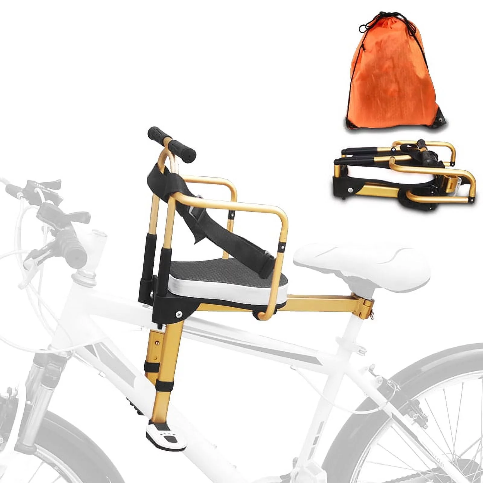 Lixada Front Mounted Child Seat Adjustable Pedals, Foldable Design, Safety Belt Included