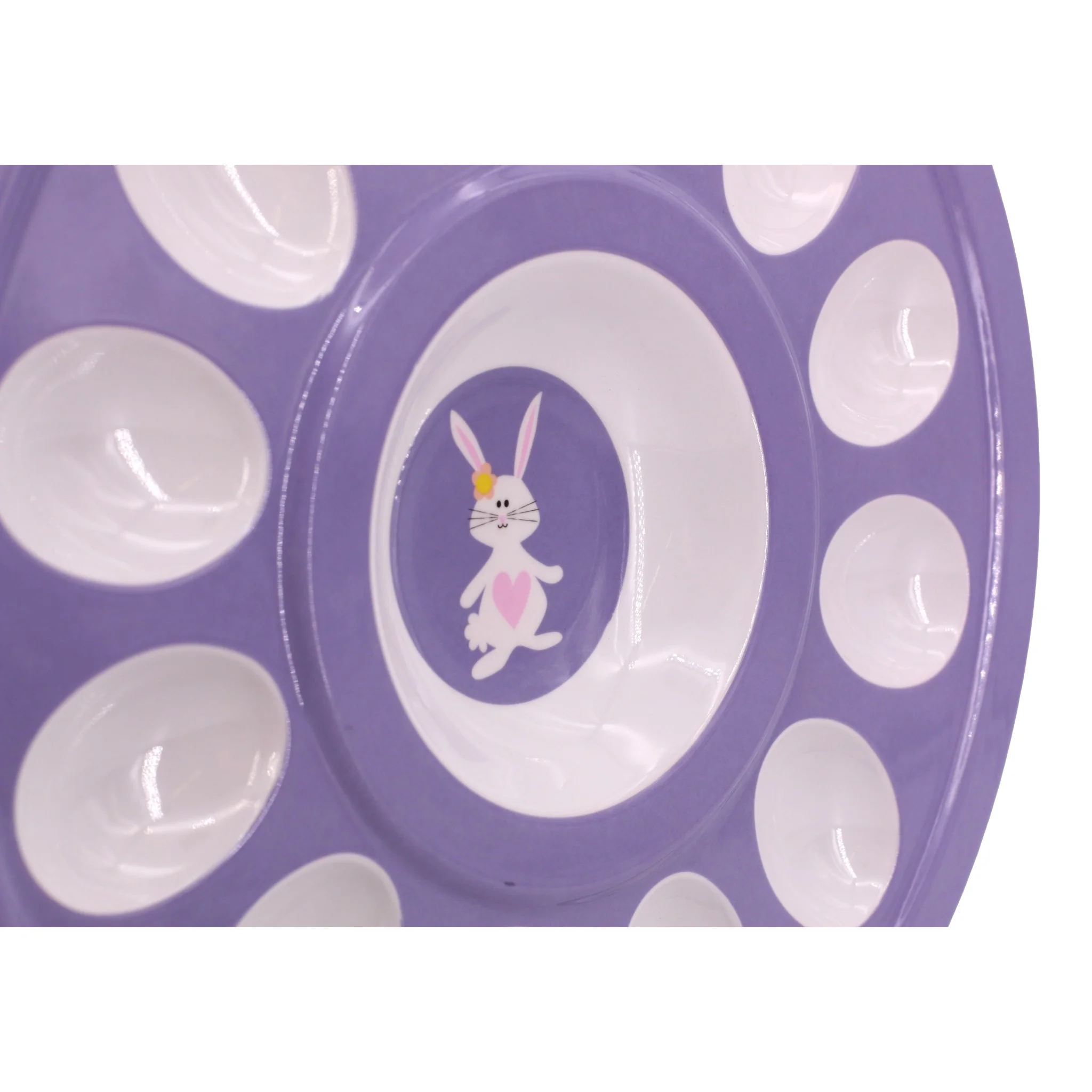 Easter Deviled Egg Serving Platter Plate 12 Egg Tray Purple Bunny 12 inch