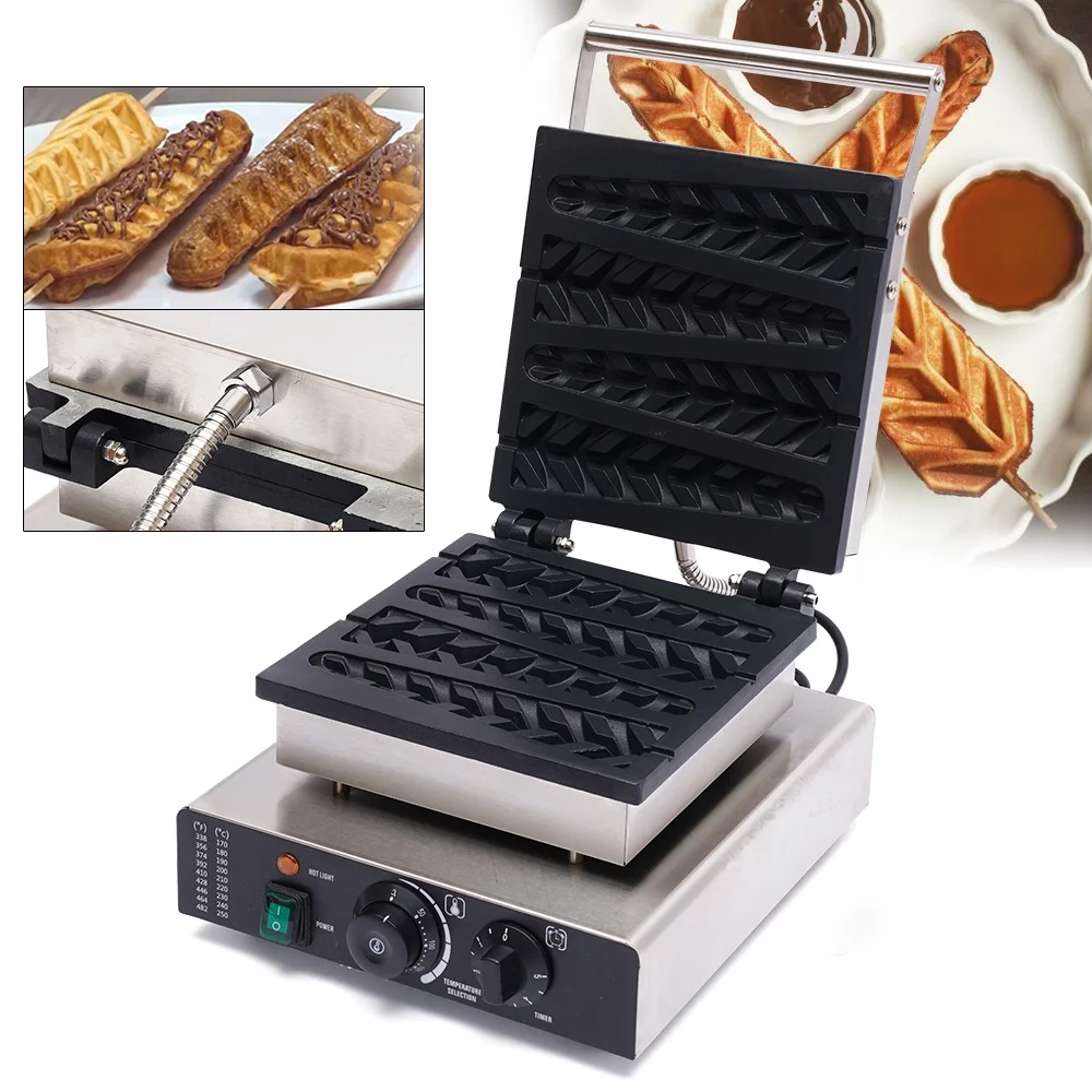 ANQIDI 1750W Commercial Electric 4 Stick Waffle Maker Machine Nonstick Waffle Baking Tool w/Timer
