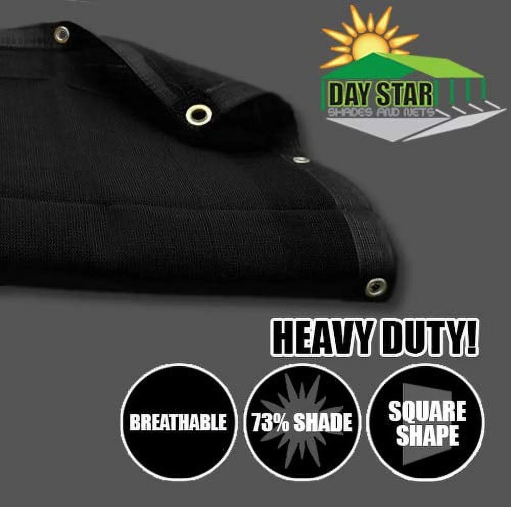 DAY STAR SHADES 7X16 (Black) HD Mesh Tarp Net Sun Shade Fence Screen Patio Canopy Top
