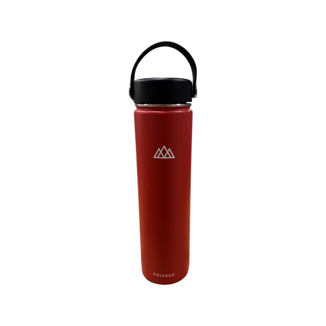 Vacuum Insulated Bottle - Stainless Steel Double Wall Thermally Insulated Flask with Flex Cap - 21 oz - Red- by Polerce
