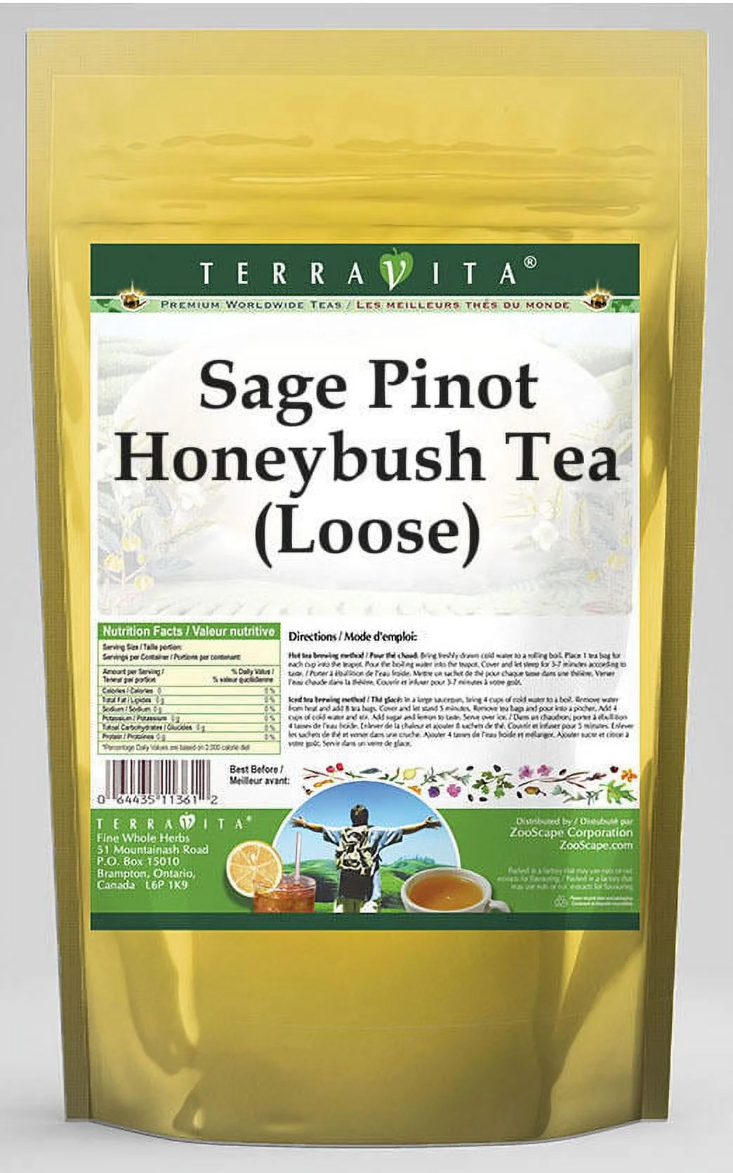 TerraVita Sage Pinot Honeybush Tea, (Sage Pinot,Loose Leaf Honeybush Tea, 4 oz, 2-Pack, Zin: 543694)
