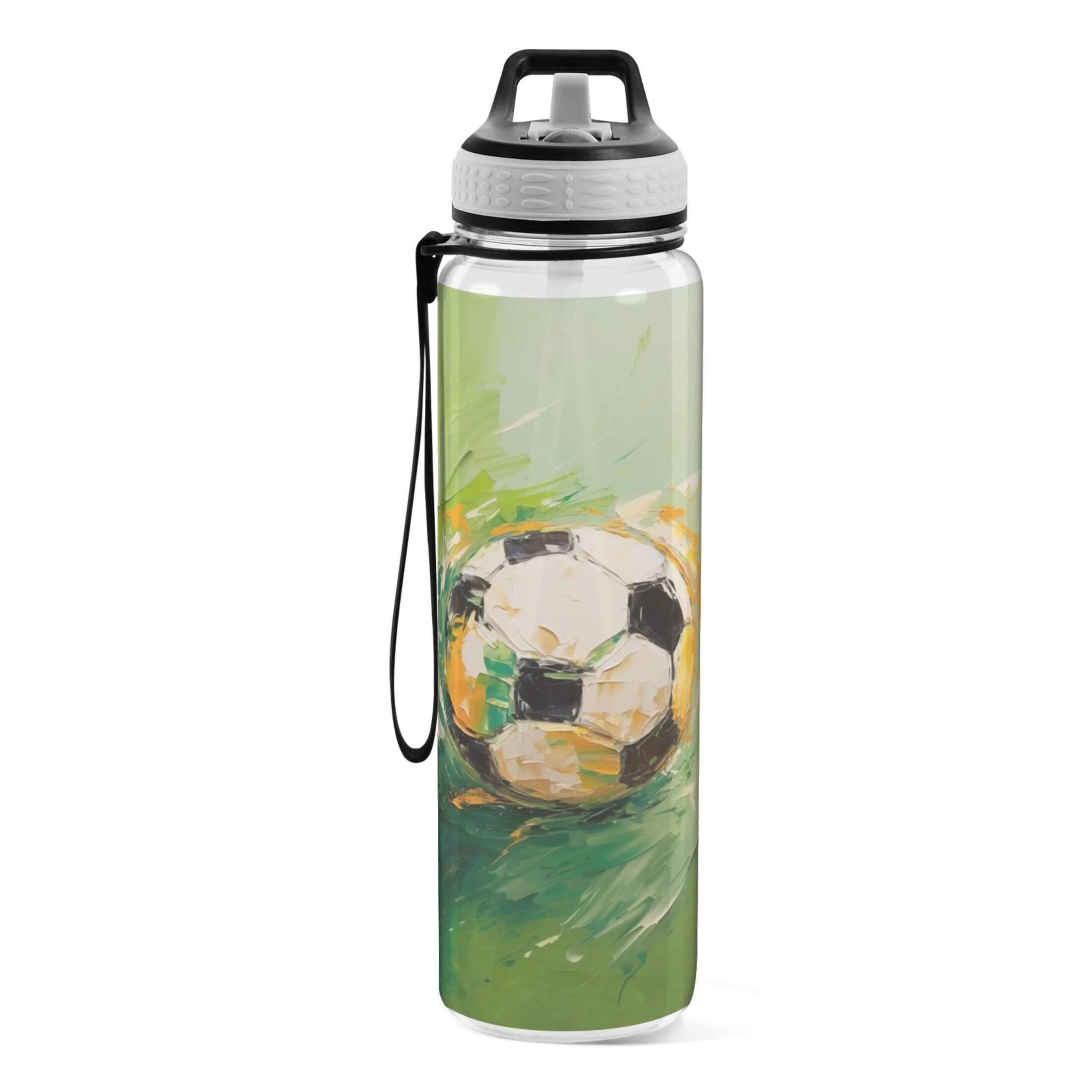 Football Abstract 32oz Water Bottles with Straw Tritan Leakproof Sports Bottle BPA Free Clear for Fitness Gym Swimming Cycling