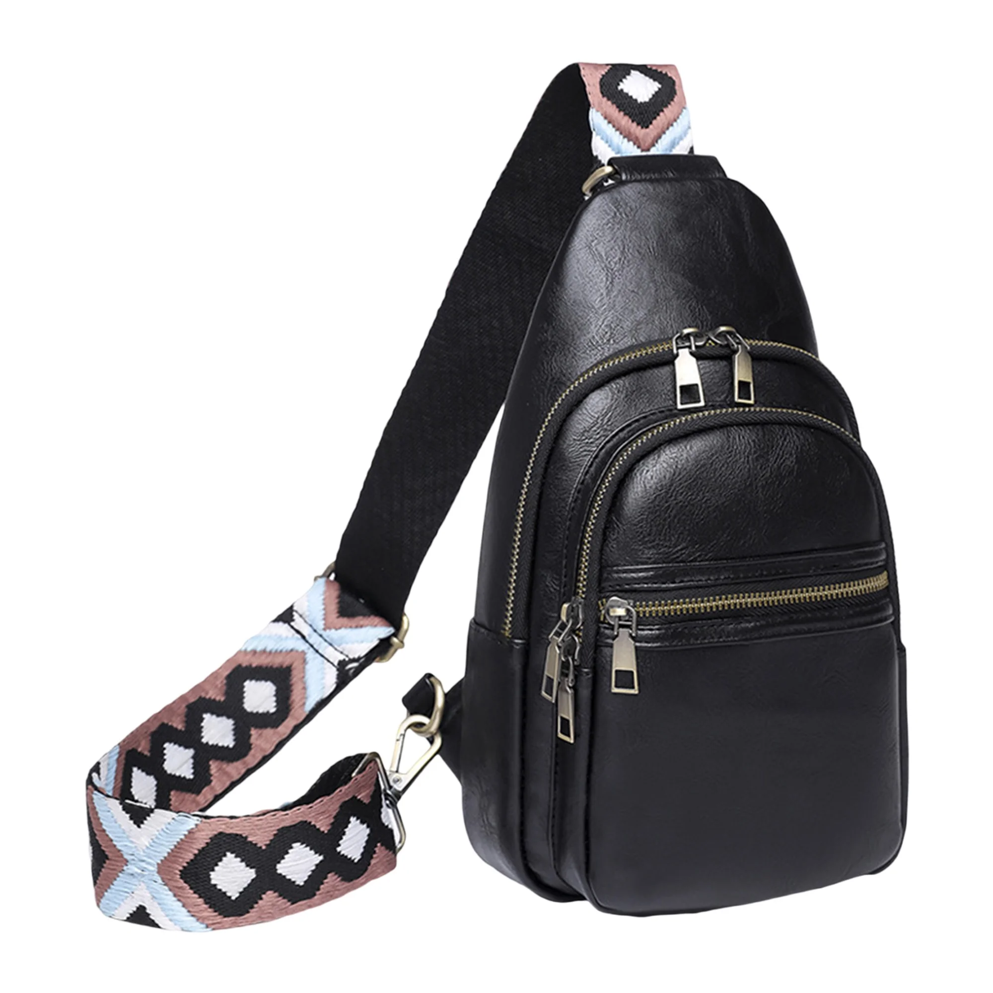 Bagilaanoe Women Crossbody Sling Bag Lightweight PU Chest Shoulder Bag Vintage Fanny Packs Backpack Travel Hiking Daypack