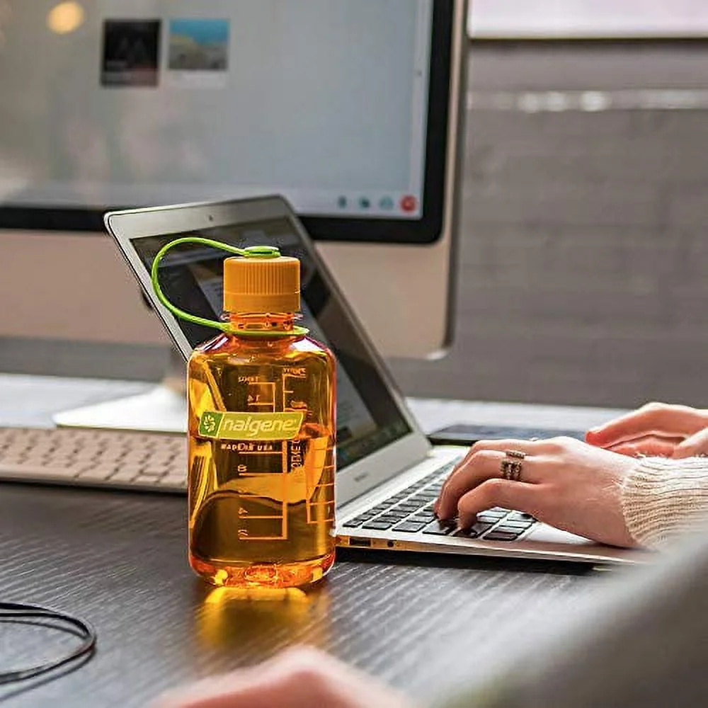 Nalgene Tritan Narrow Mouth BPA-Free Water Bottle, Clementine, 32 oz (342026)