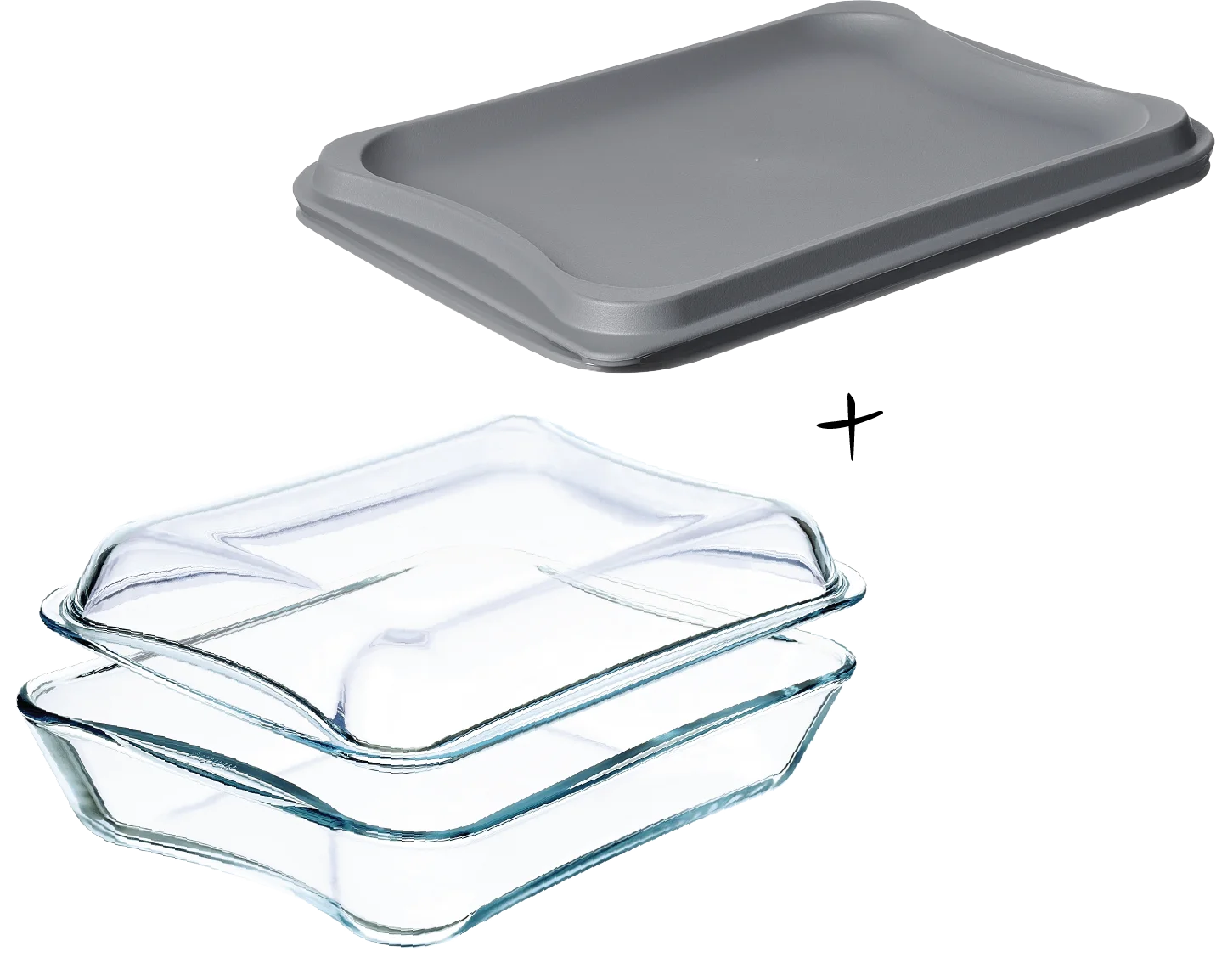 Simax Exclusive Rectangular Glass Roaster | With Plastic and Glass Lids, Borosilicate Glass, 2.6 Quart, Dishwasher Safe