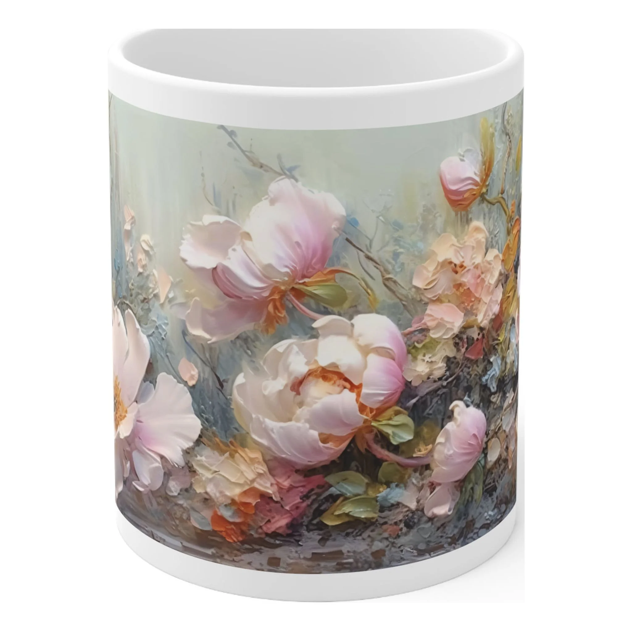 Ceramic Mug 11oz Oil palette knife Flowers Painting 2