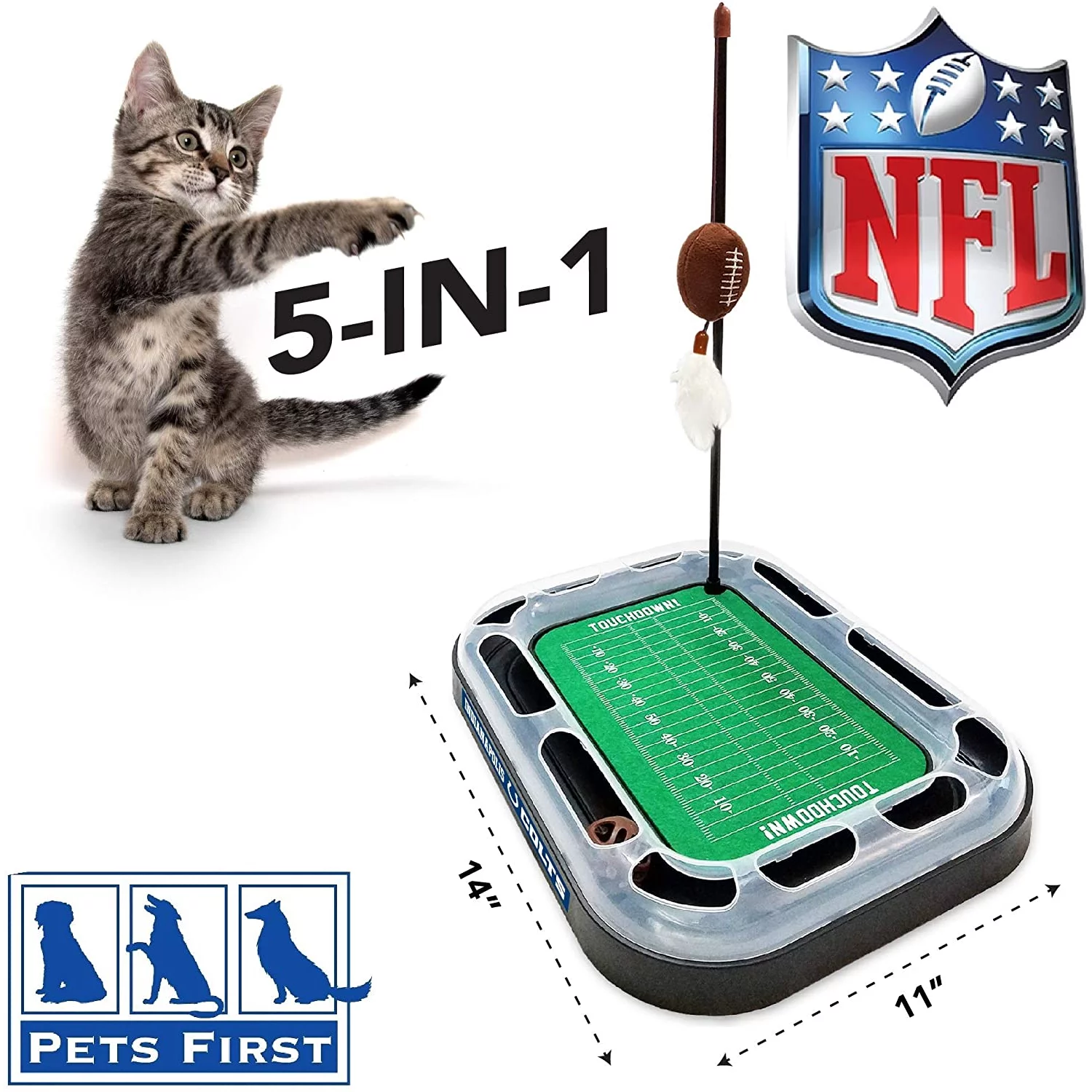 NFL Indianapolis Colts Cat Scratcher Toy with Catnip Plush & Feather Cat and Kitty Toy