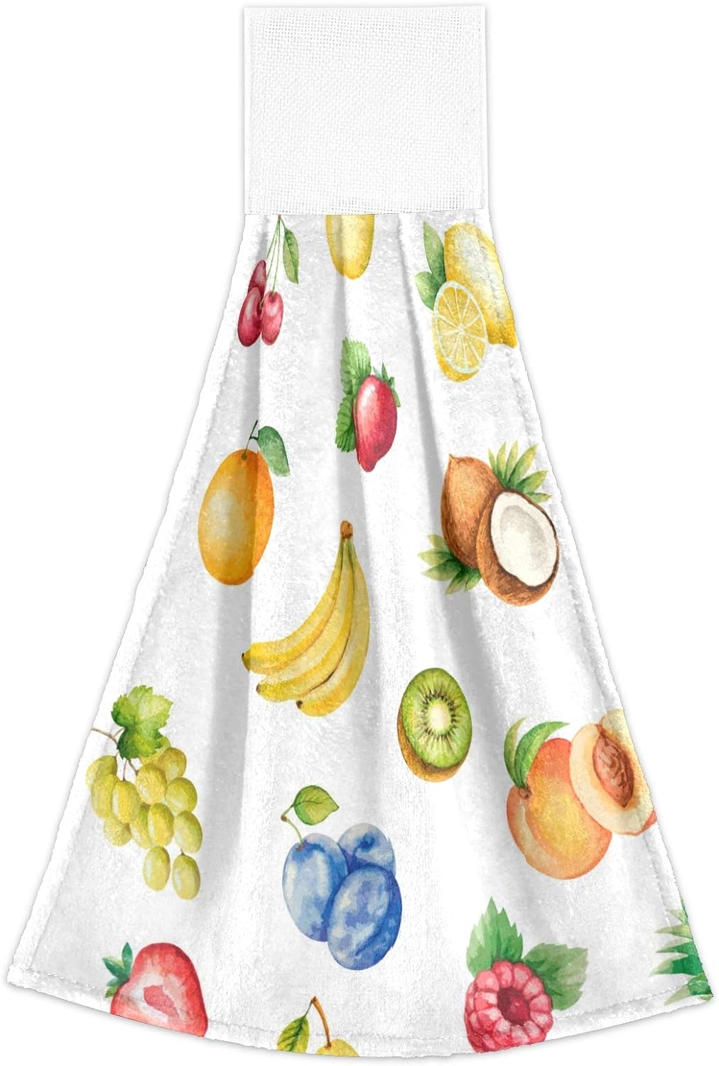 Dreamtimes Kitchen Towels with Hanging Loop, Banana Lemon Starberry Summer Colorful Fruits Dish Towels for Kitchen, Absorbent Kitchen Hand Towels Set of 2, 12x17 inch