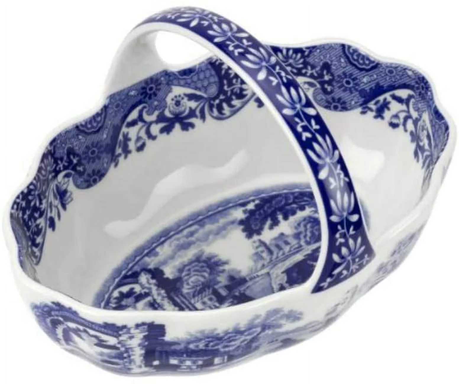 spode blue italian small handled basket 6