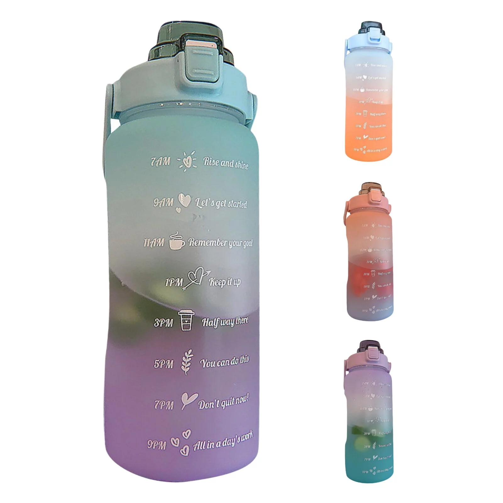 68 oz Water Bottle with Straw,BPA Free Water Jug with Time Marker and Stickers