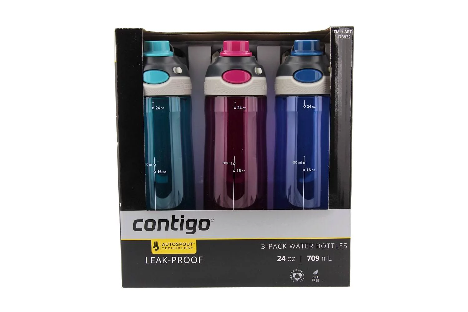 Contigo Autospout 24oz Water Bottle - 3 Pack (Monaco, Scuba, Very Berry)