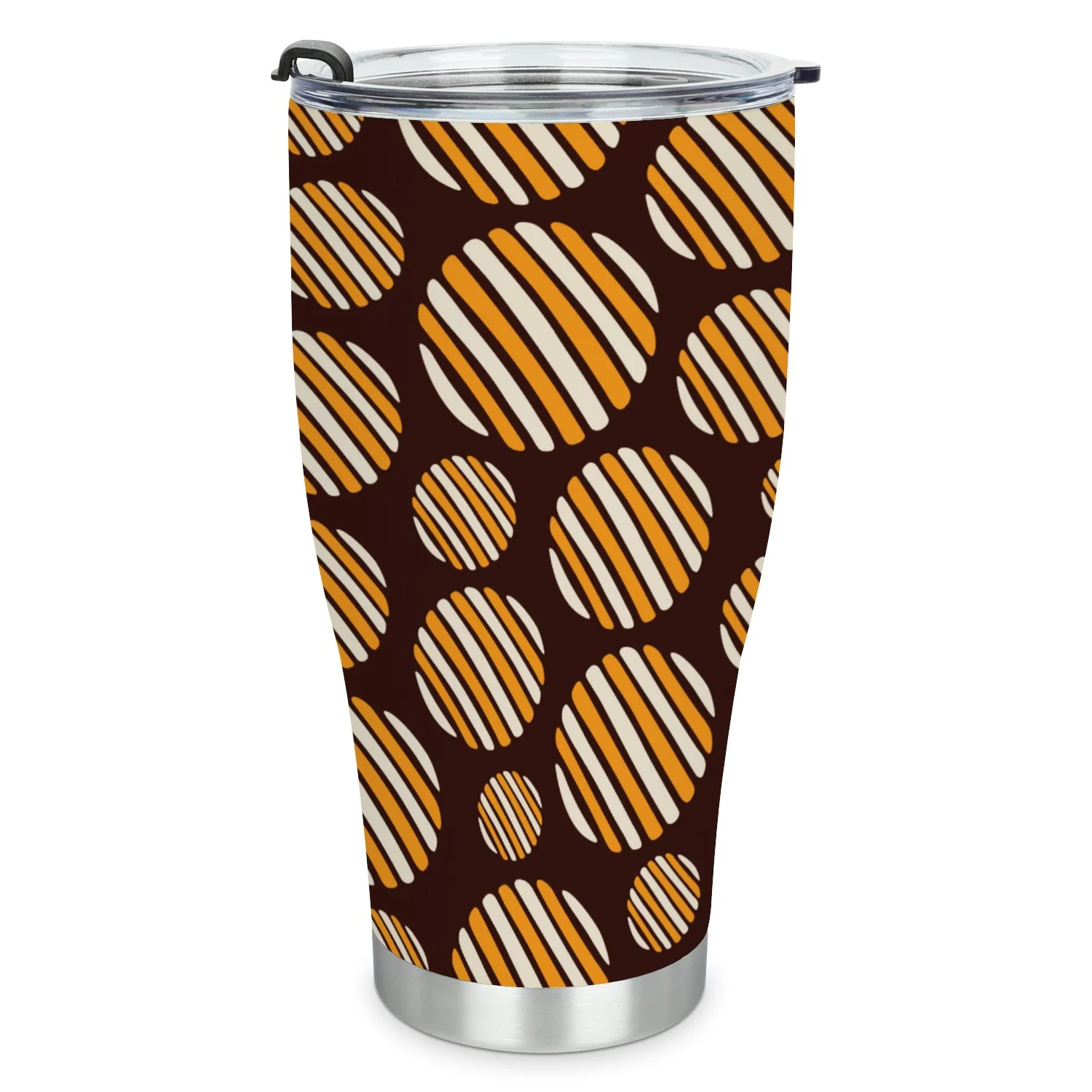 Hidove Stainless Steel Tumbler, Abstract Seamless Pattern of Striped Circles 30oz Leak Proof & Stainless Steel Bottle for Hot & Cold Drinks - Coffee Travel Mug, Water Metal Canteen, Thermal Cup