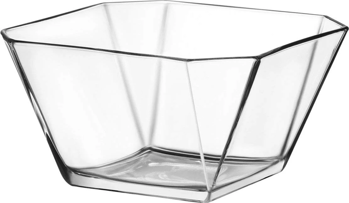 Vikko 64.25 Ounce Glass Serving Bowl | Beautiful Geometric Squared Shape – Made from Thick, Durable Glass – Great for Salads, Dessert, Fruit, and More – Microwave and Dishwasher Safe – 7.6” x 4.5”