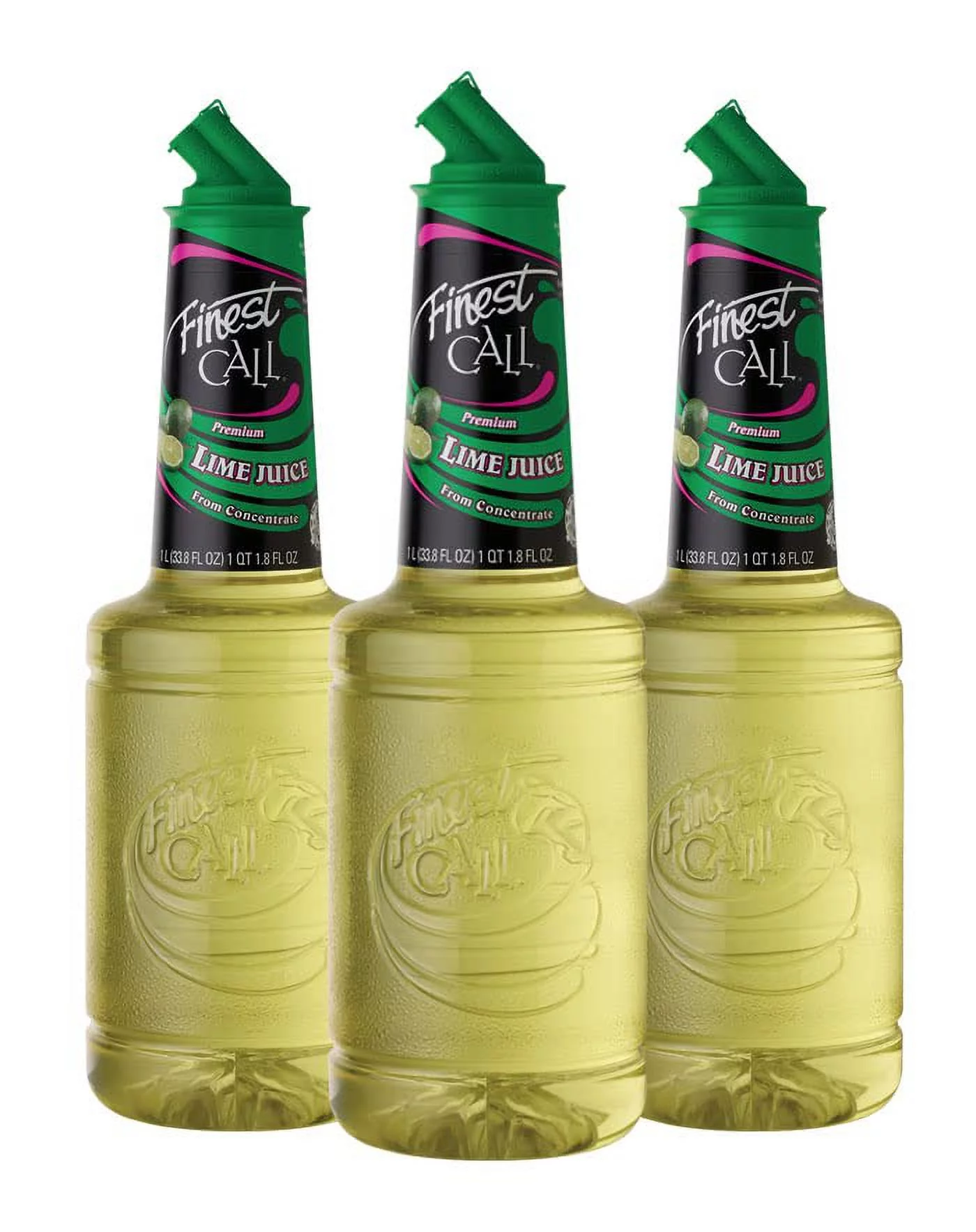 Finest Call Premium Lime Juice Drink Mix, 1 Liter Bottle (33.8 Fl Oz), Pack Of 3