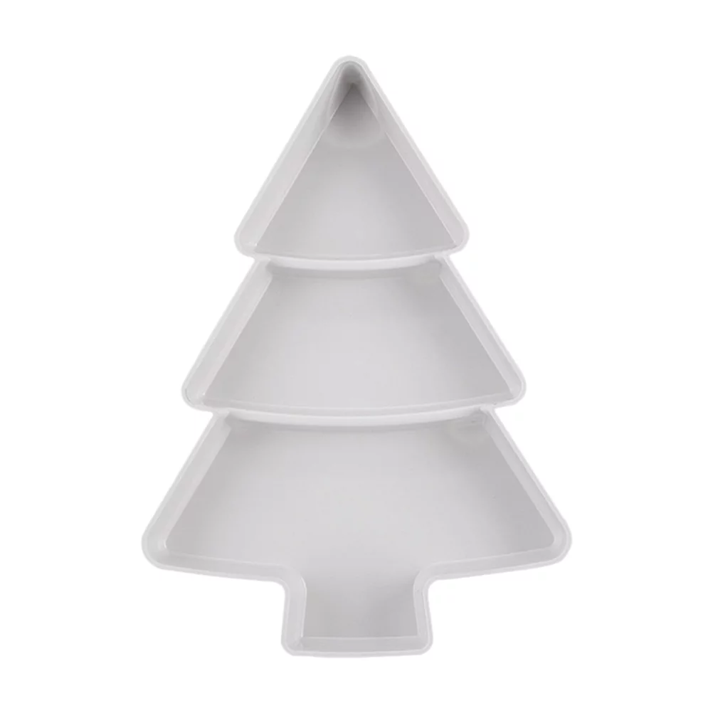 Creative Christmas Tree Shape Fruit Plate Household Plastic Nuts Snacks Plates Portable Dishes Serving Tray (White)