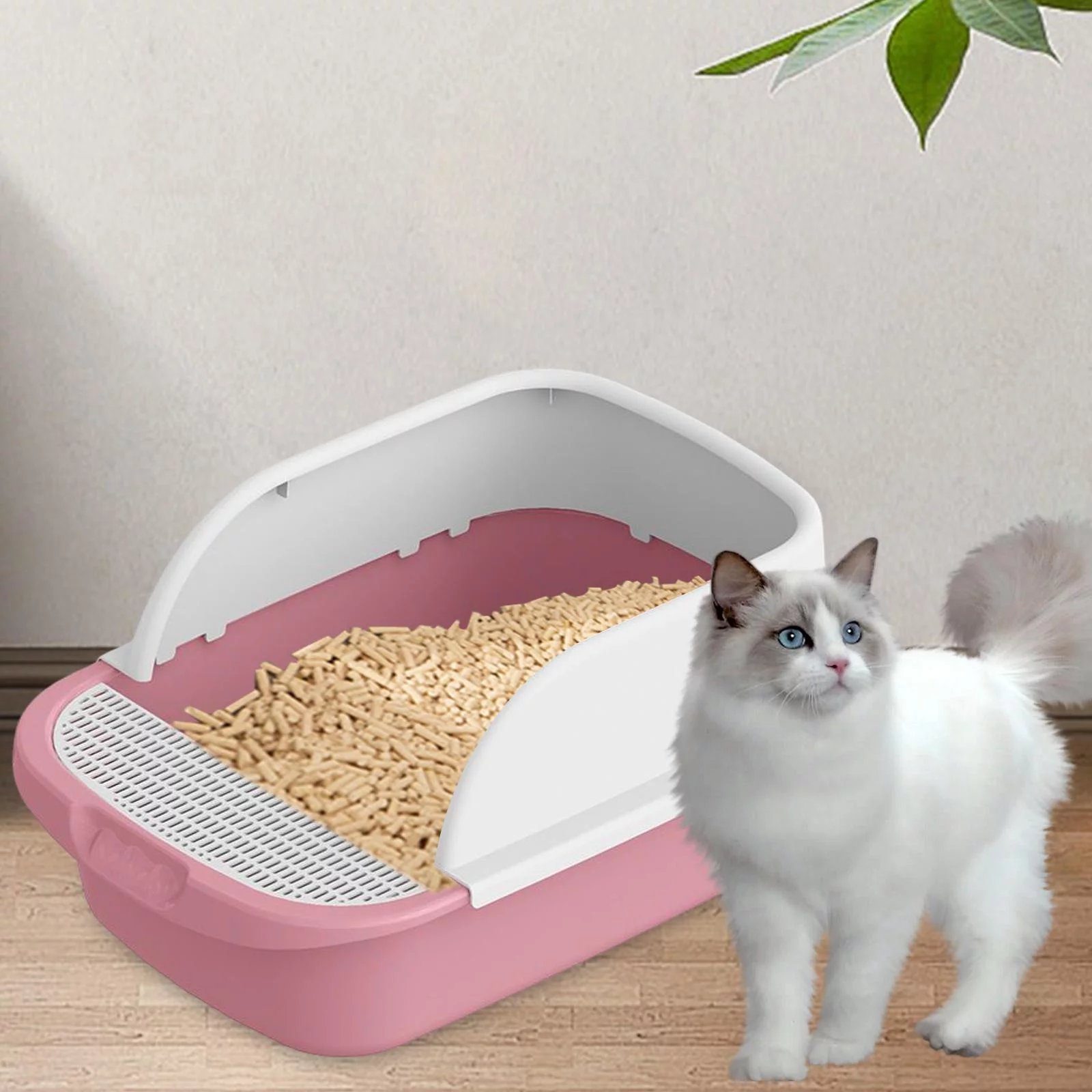 itter Box Kitty Litter Pan Cat Sand Box Container Anti Splashing Cat Toilet L