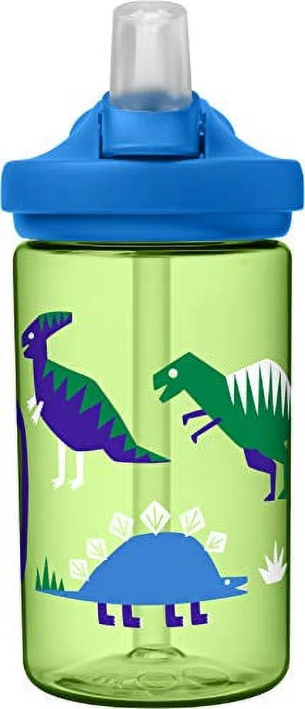 CamelBak eddy+ 14 oz Kids Water Bottle with Tritan Renew – Straw Top, Leak-Proof When Closed, Hip Dinos