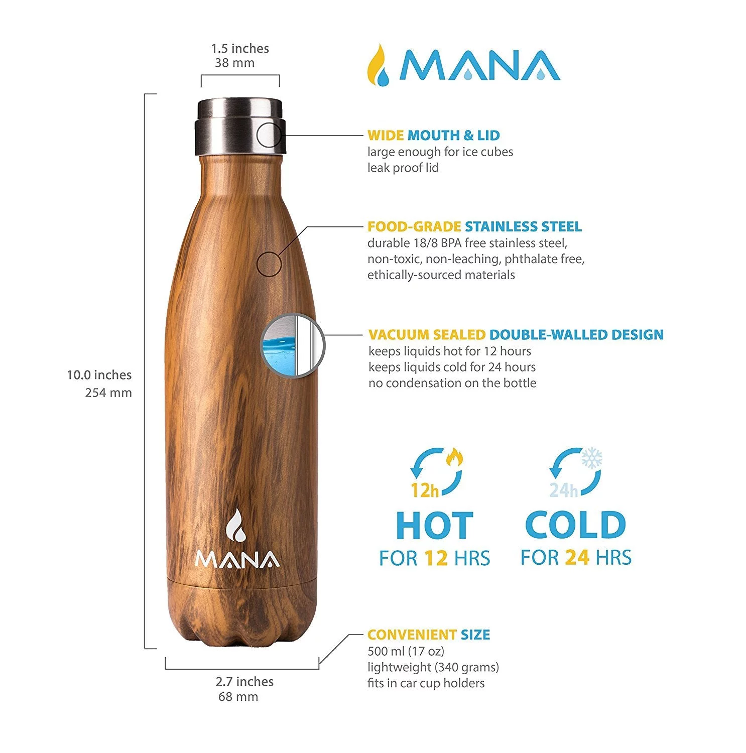 MANA Stainless Steel Hot/Cold Beverage Container - Dryad Wood [Sports & Outdoors]