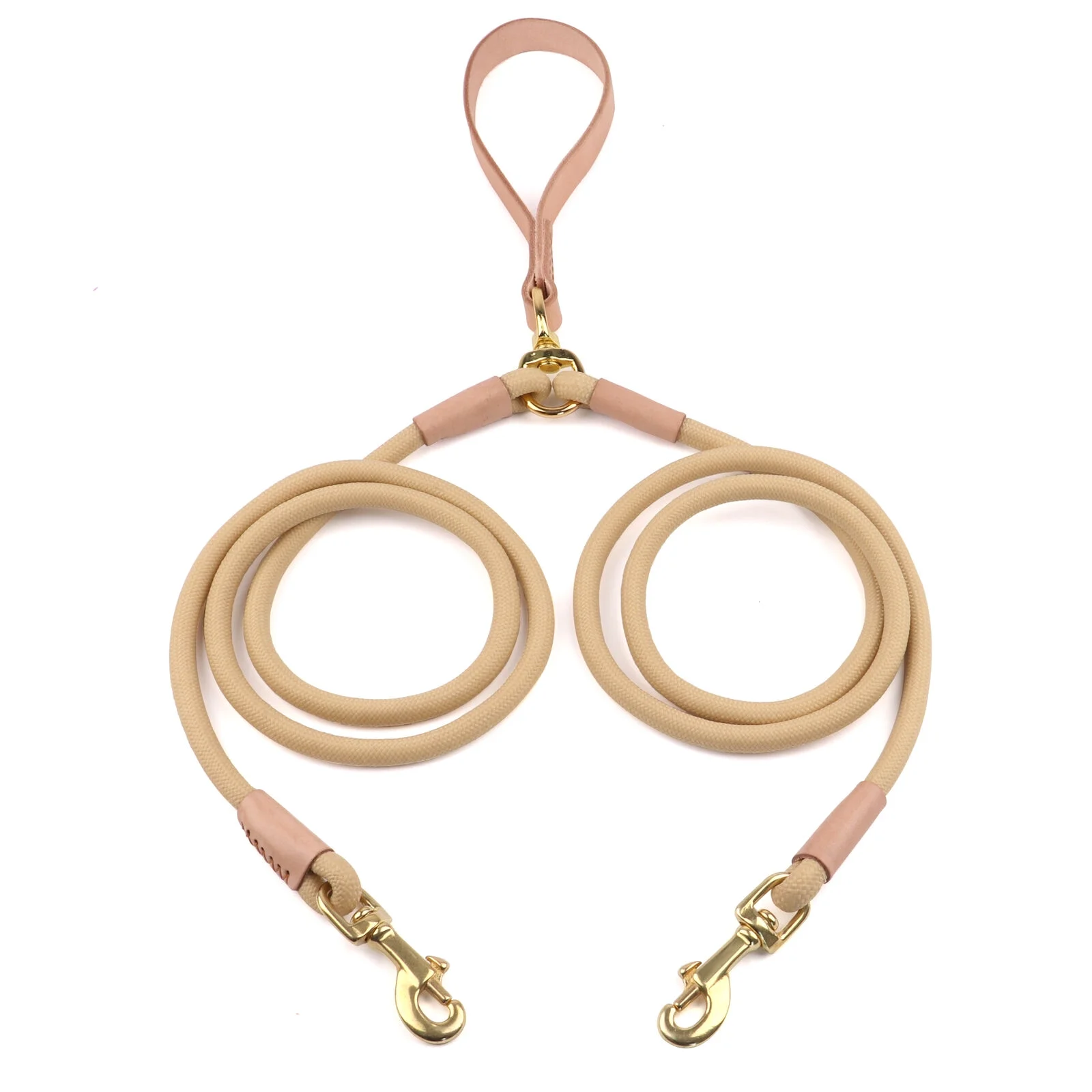 Pet Artist Strong Nylon Dog Leash / Pet Training Twin Rope Leashes 2 Way with Splitter Coupler