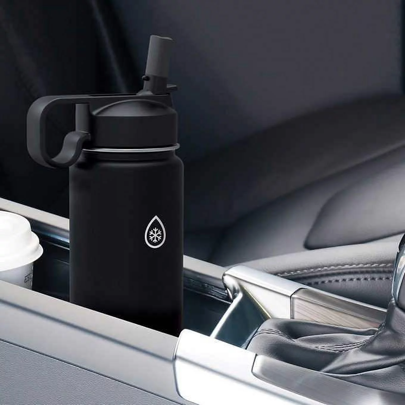 Thermoflask Stainless Steel 24oz Water Bottle with Straw Lid, 2-pack Blue/Black