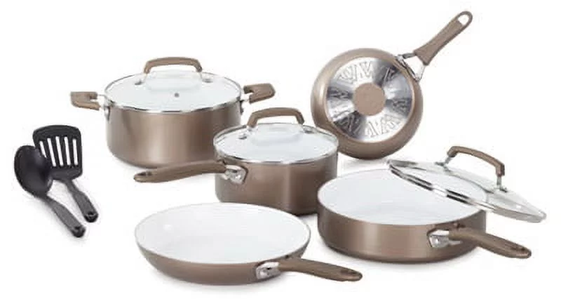 Pure Living Cookware Set, Ceramic Interior, 10 Pc., T-Fal, C944SA64