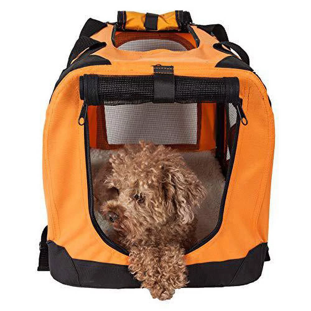 Pet Life H2ORLG Orange 360 Degrees Vista Folding Soft Crate - LG