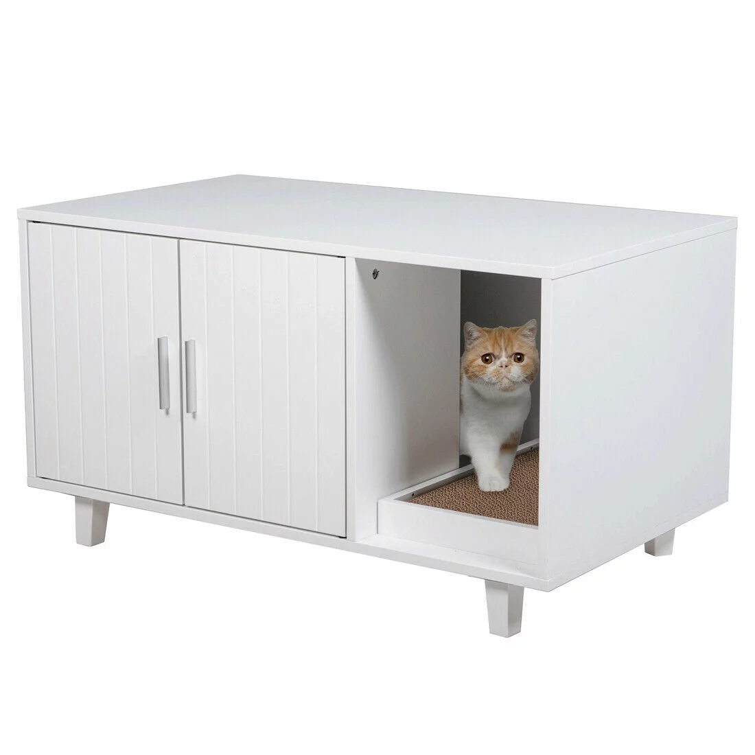 GDLF Modern Pet Crate Cat Washroom Hidden Litter Box Enclosure House Table