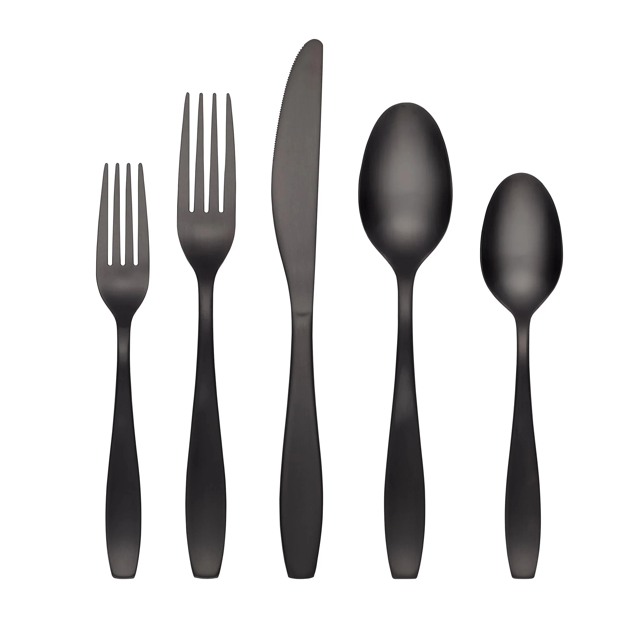 Cambridge Silversmiths January Black Satin 20-Piece Flatware Set, Service for 4
