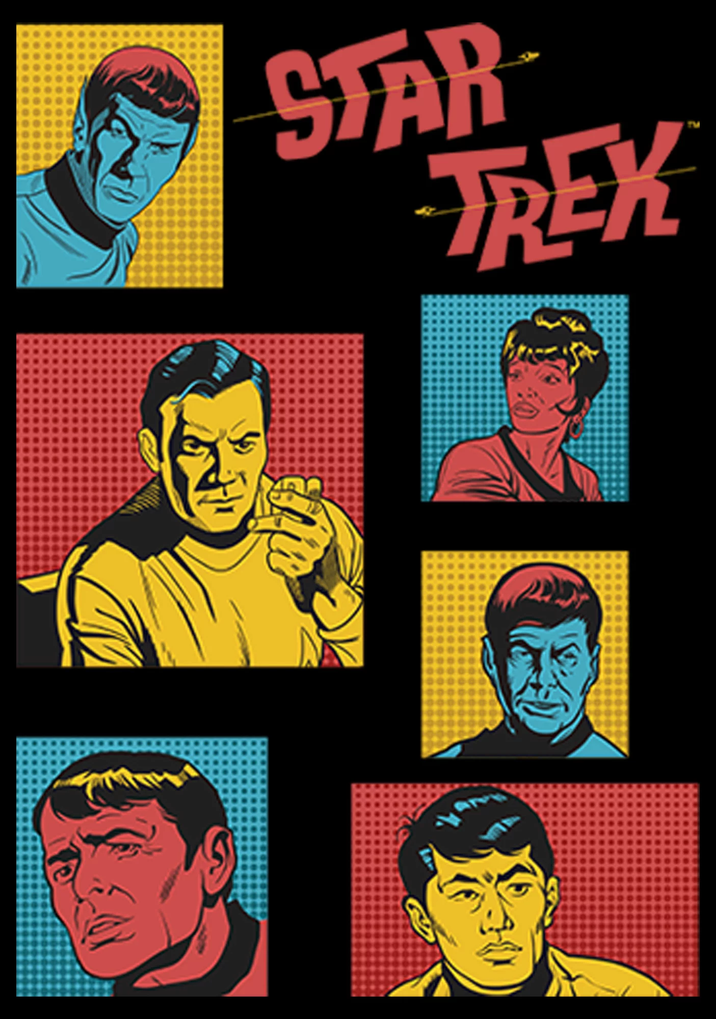 Men's Star Trek: The Original Series Retro Character Squares  Pull Over Hoodie Black Small