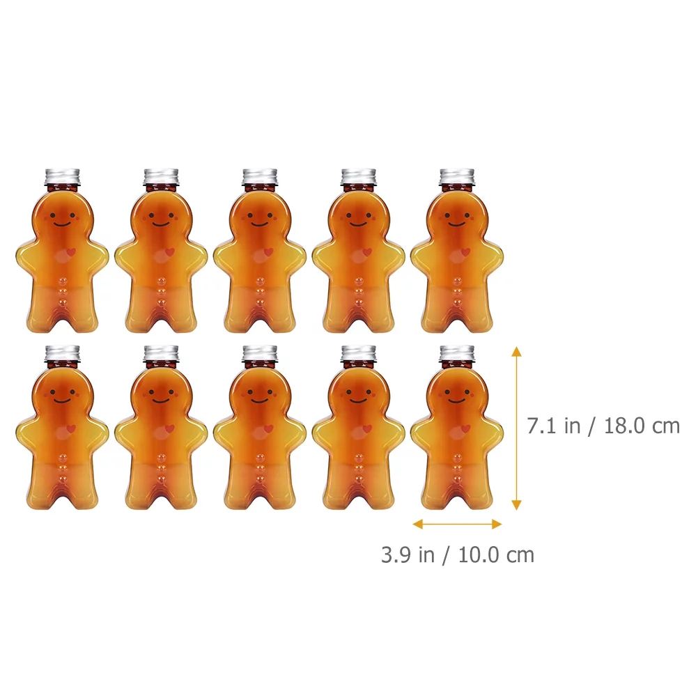 10pcs Christmas Bottles Xmas Gingerbread Man Candy Jars Juice Bottles 500ml