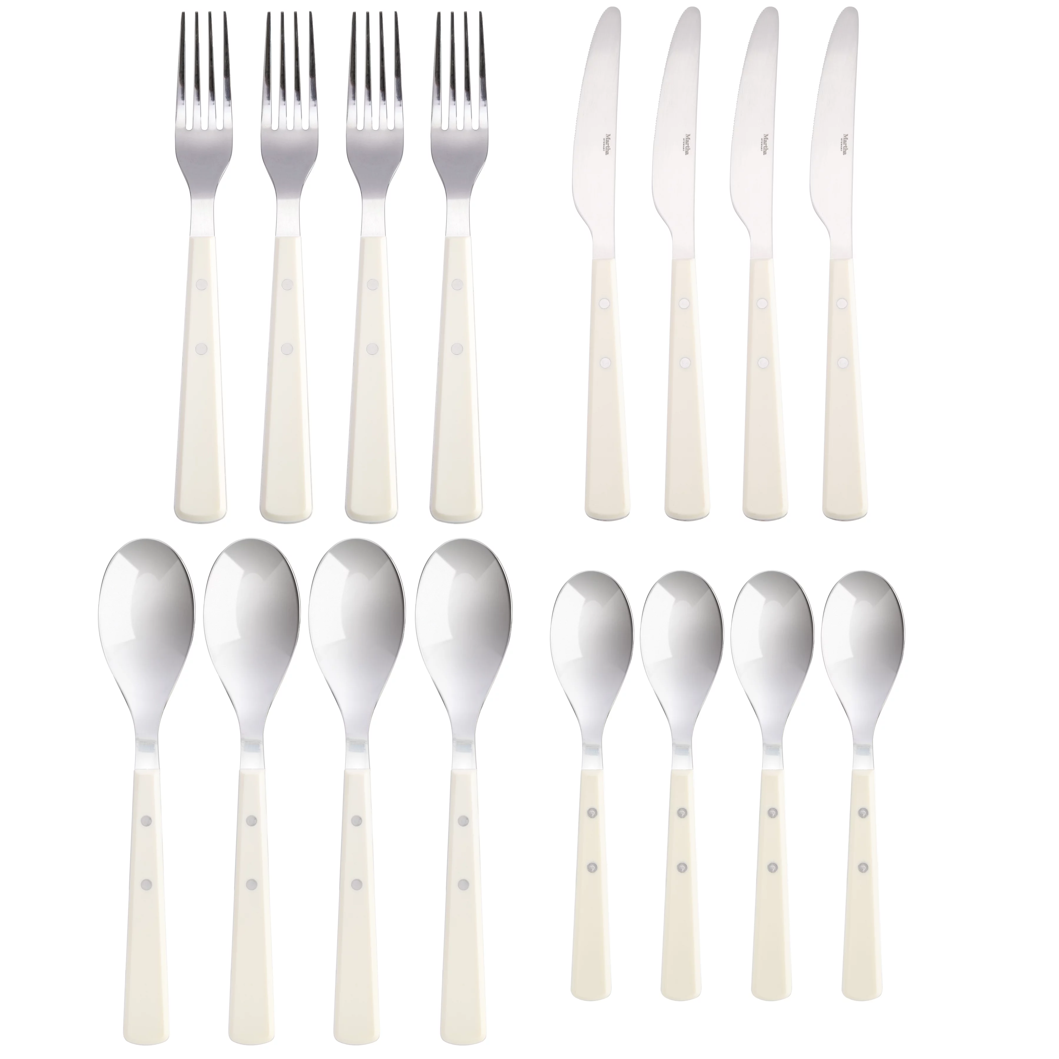 Martha Stewart Everyday Steffi Burg 16-Piece Linen Stainless Steel Flatware Set