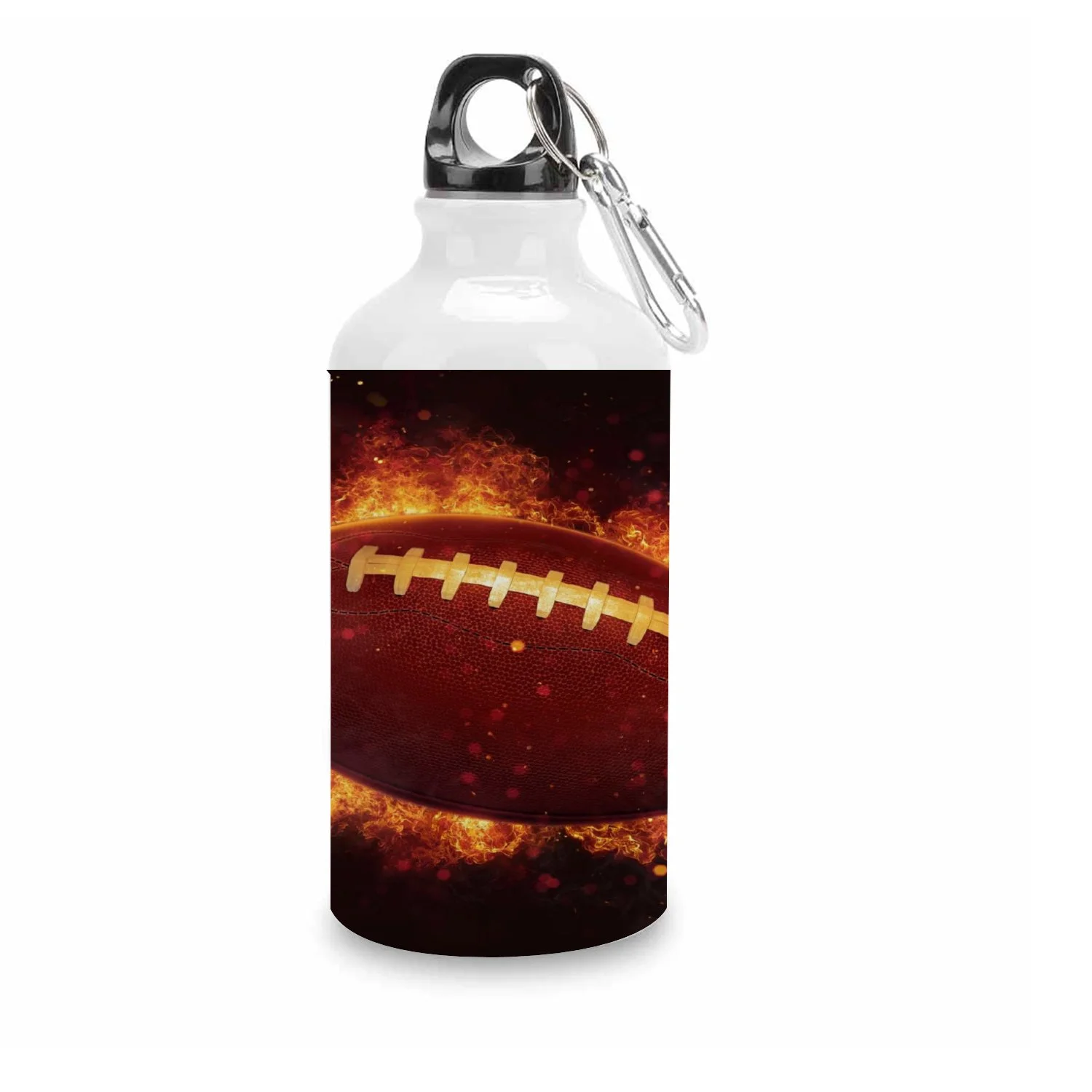 GZHJMY Sports Water Bottles, Rugby in The Fire Large Capacity Aluminium Portable Leakproof Lightweight Drink Bottles for Fitness and Outdoor Enthusiasts