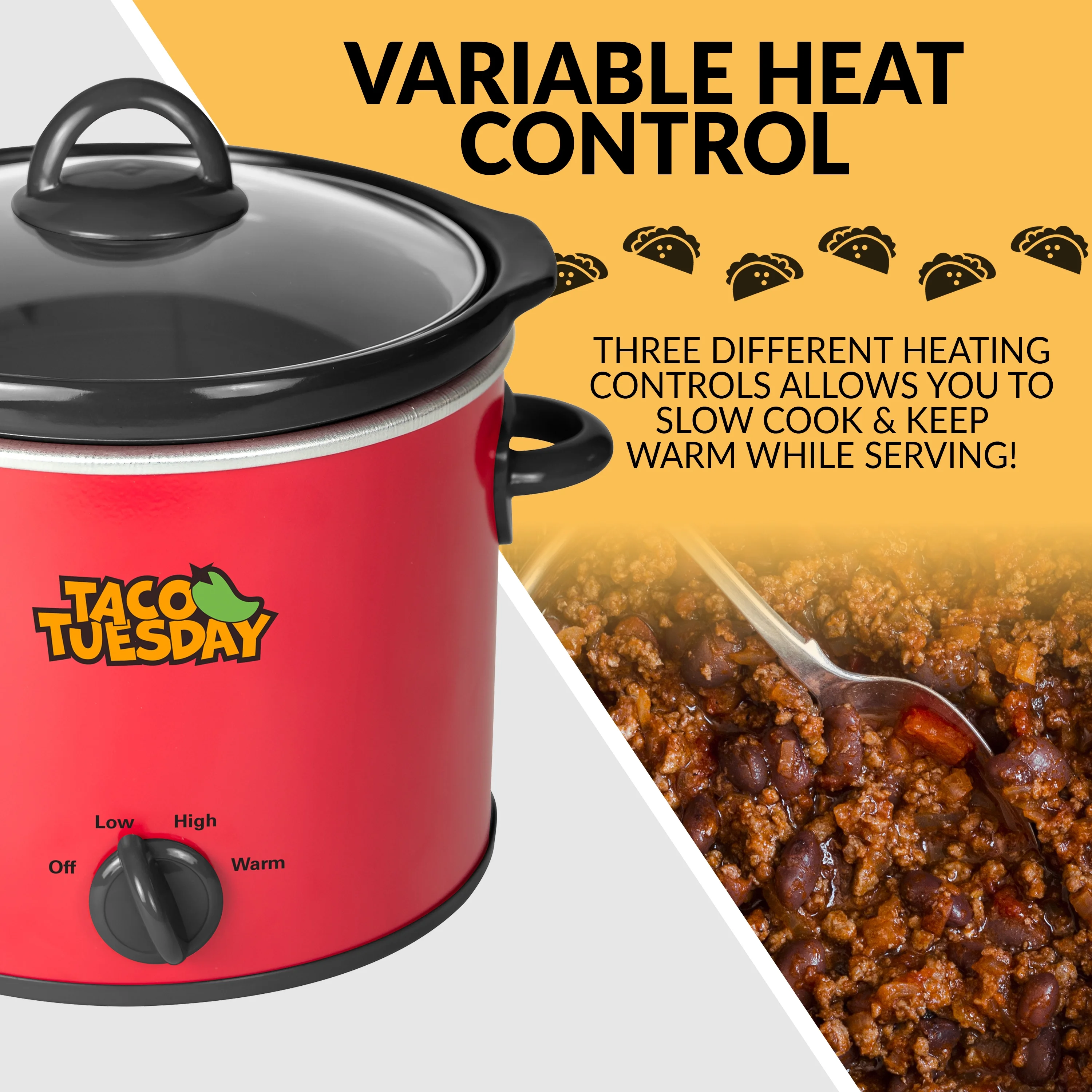 Taco Tuesday TTRSC4RD 4-Qt. Fiesta Slow Cooker