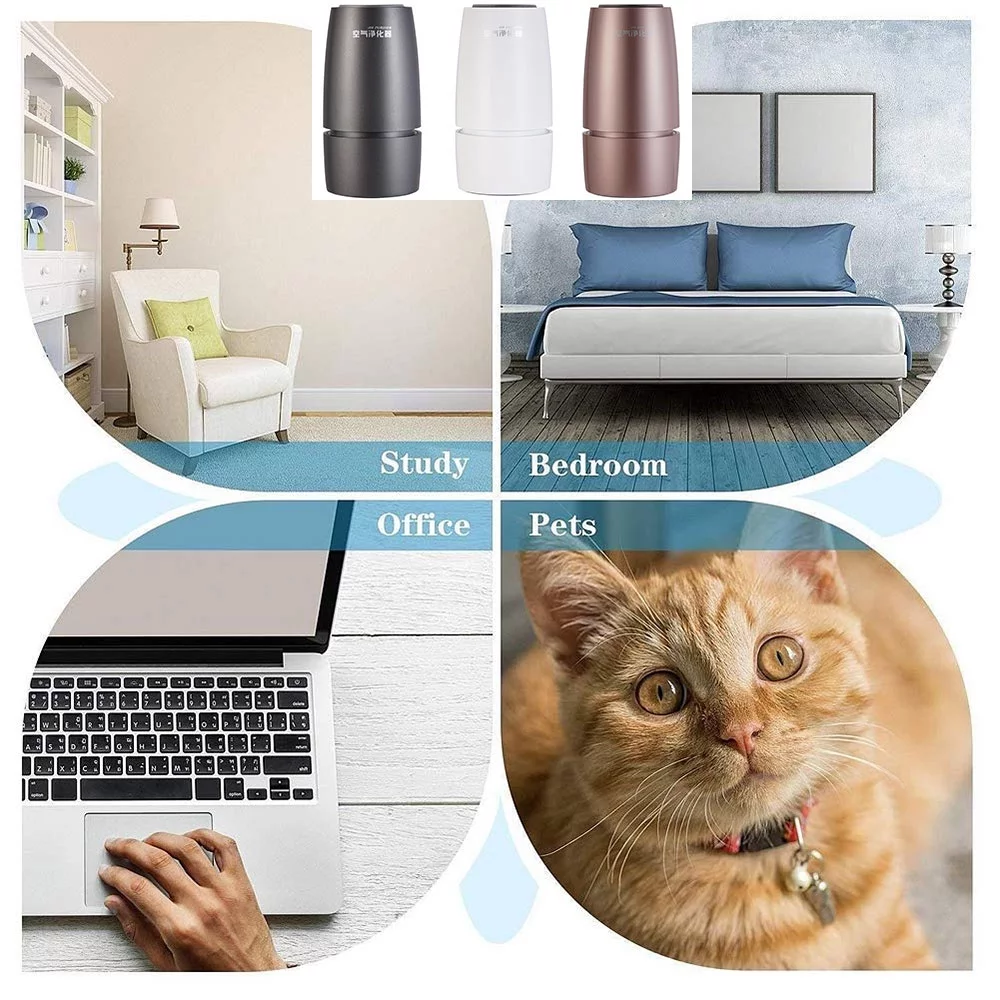 SHANNA Air Purifiers for Home Car, Allergies Pets Hair Smoke Dust Airborne Contaminants Odors-Desktop Air Cleaner with True HEPA Filter for Bedroom Office Car