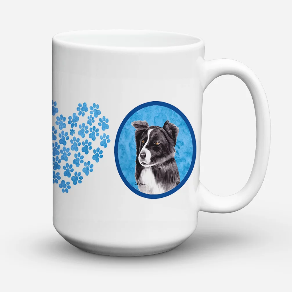 Carolines Treasures SC9138BU-CM15 Border Collie Dishwasher Safe Microwavable Ceramic Coffee Mug 15 ounce, 15 ounce,