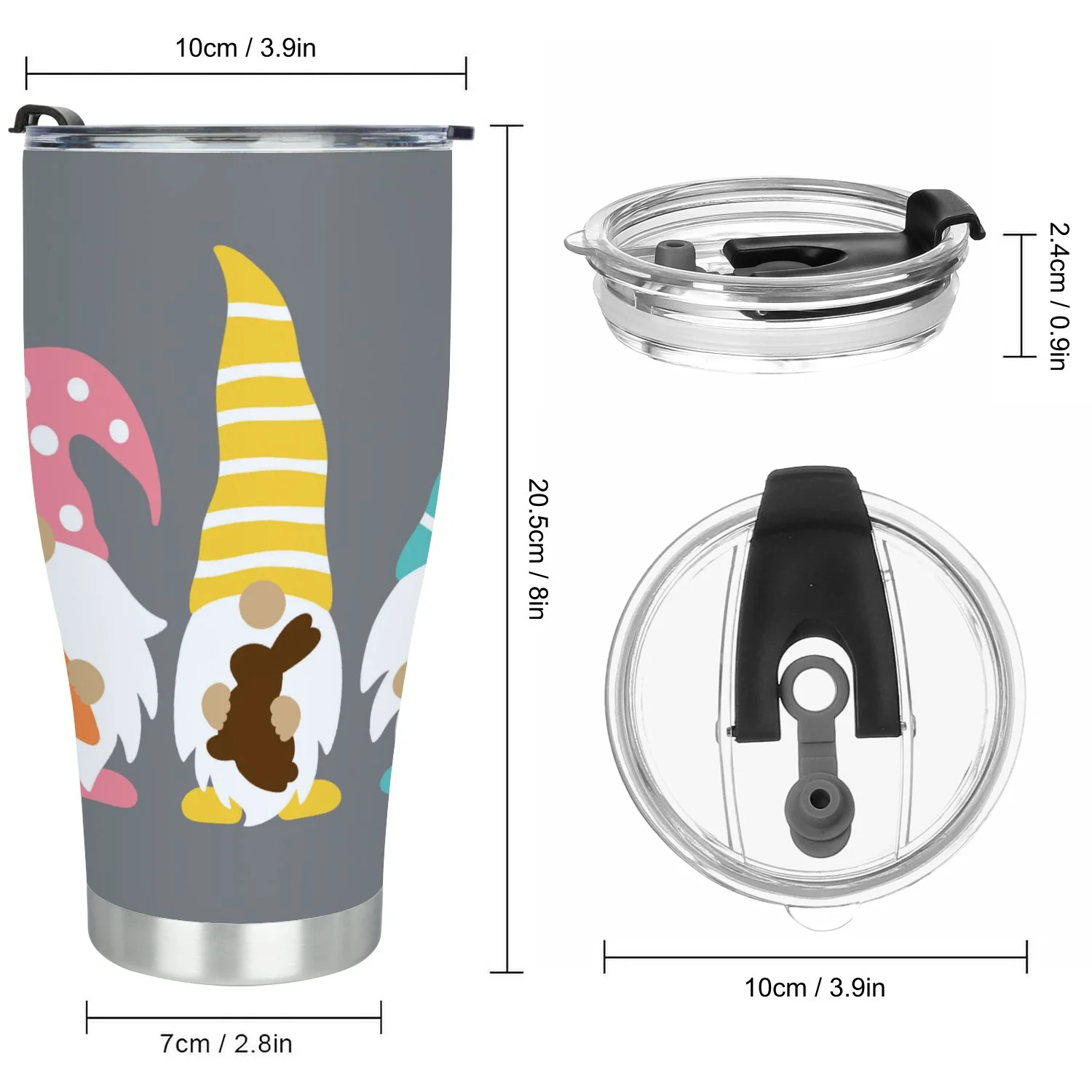 Hidove Stainless Steel Tumbler, Easter Gnomes Holding Easter Egg 30oz Leak Proof & Stainless Steel Bottle for Hot & Cold Drinks - Coffee Travel Mug, Water Metal Canteen, Thermal Cup