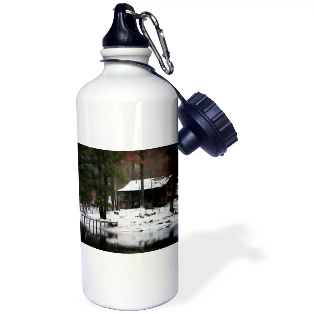 Heaven on earth can be found in the Tennessee Mountains inside this rural cabin in the snow 21 oz Sports Water Bottle wb-48683-1
