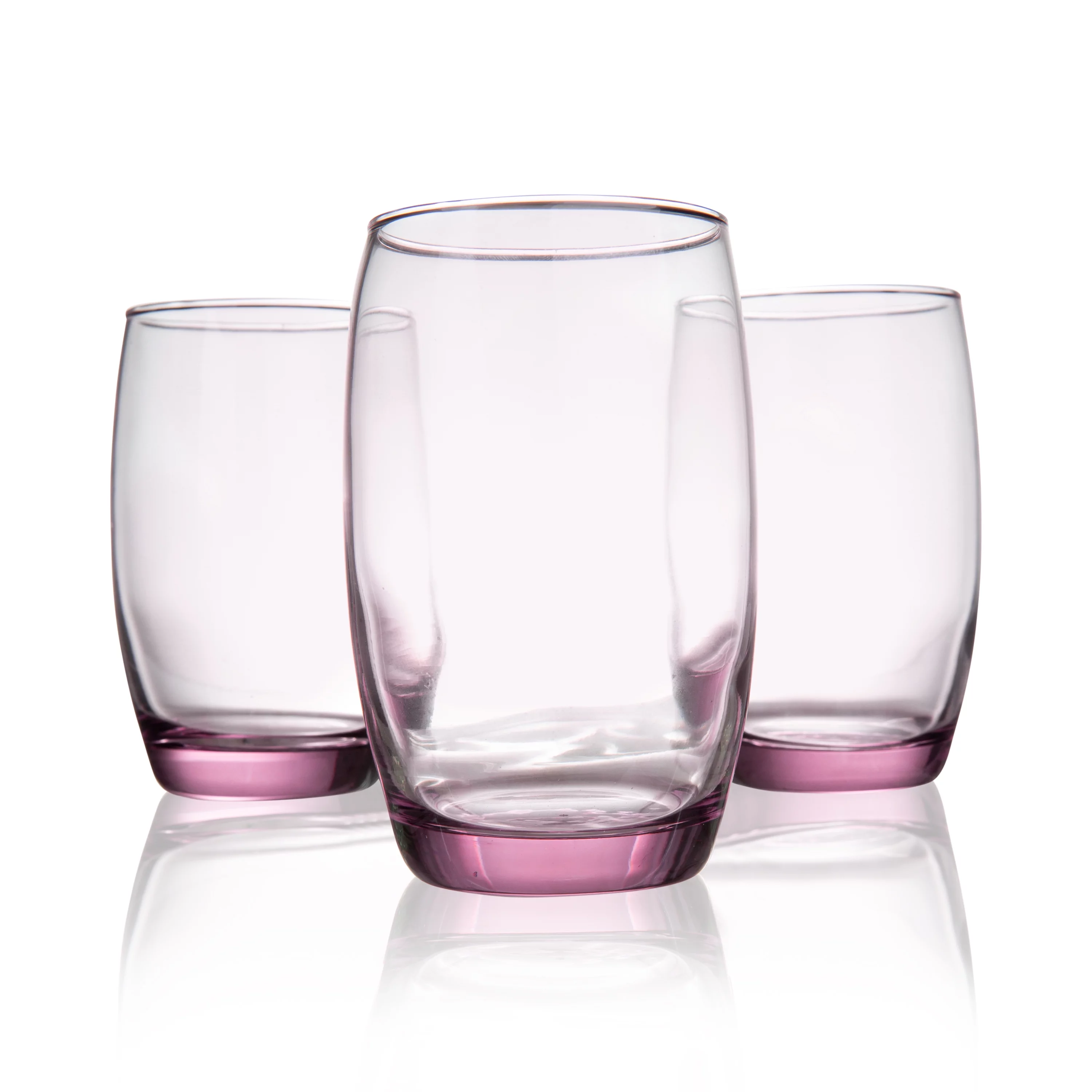 Burns Glass Italian Style Lavender Beverage Glasses 13 oz Actual Purple Glass Heavy Base  (Set of 4)