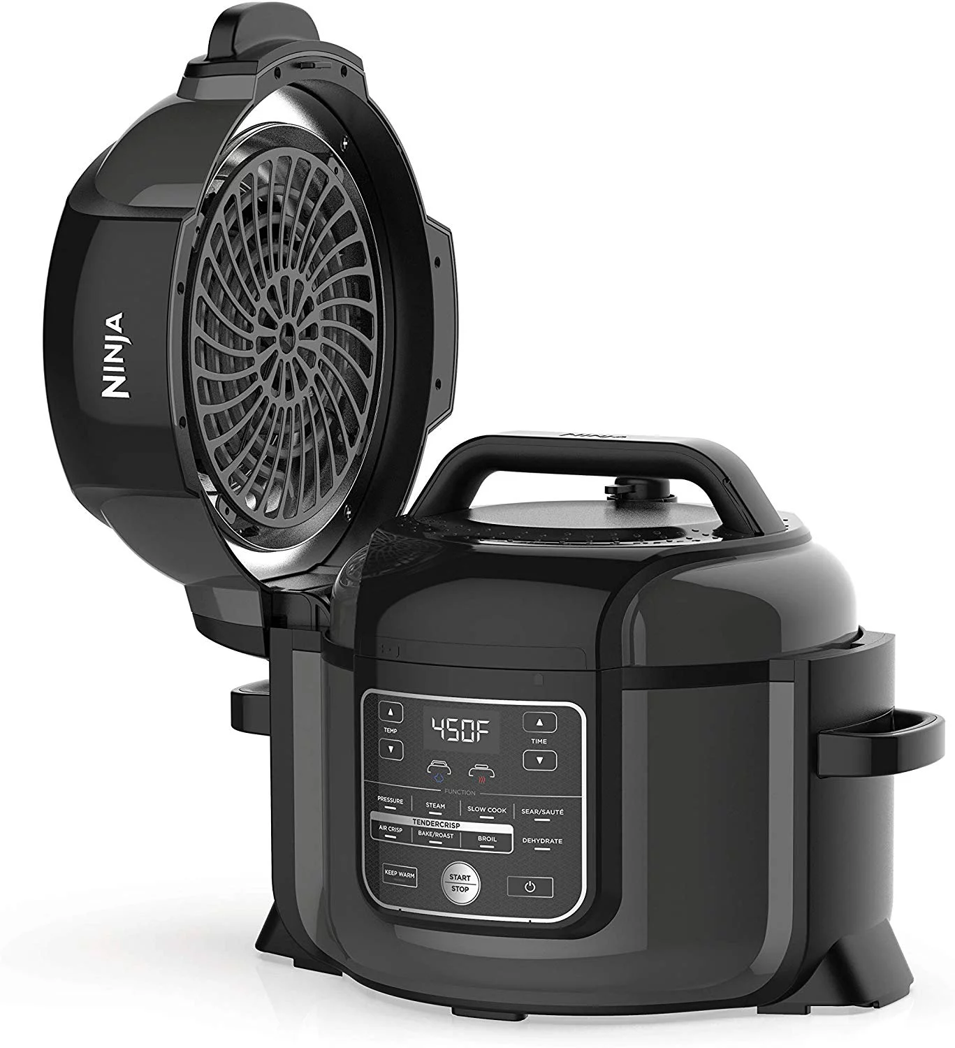 Restored Ninja Foodi Cooker OP305, Steamer & Air w/TenderCrisp Technology Pressure Cooker & Air Fryer All-in-One, 6.5 quart w/dehydrate, Black/Gray (Refurbished)