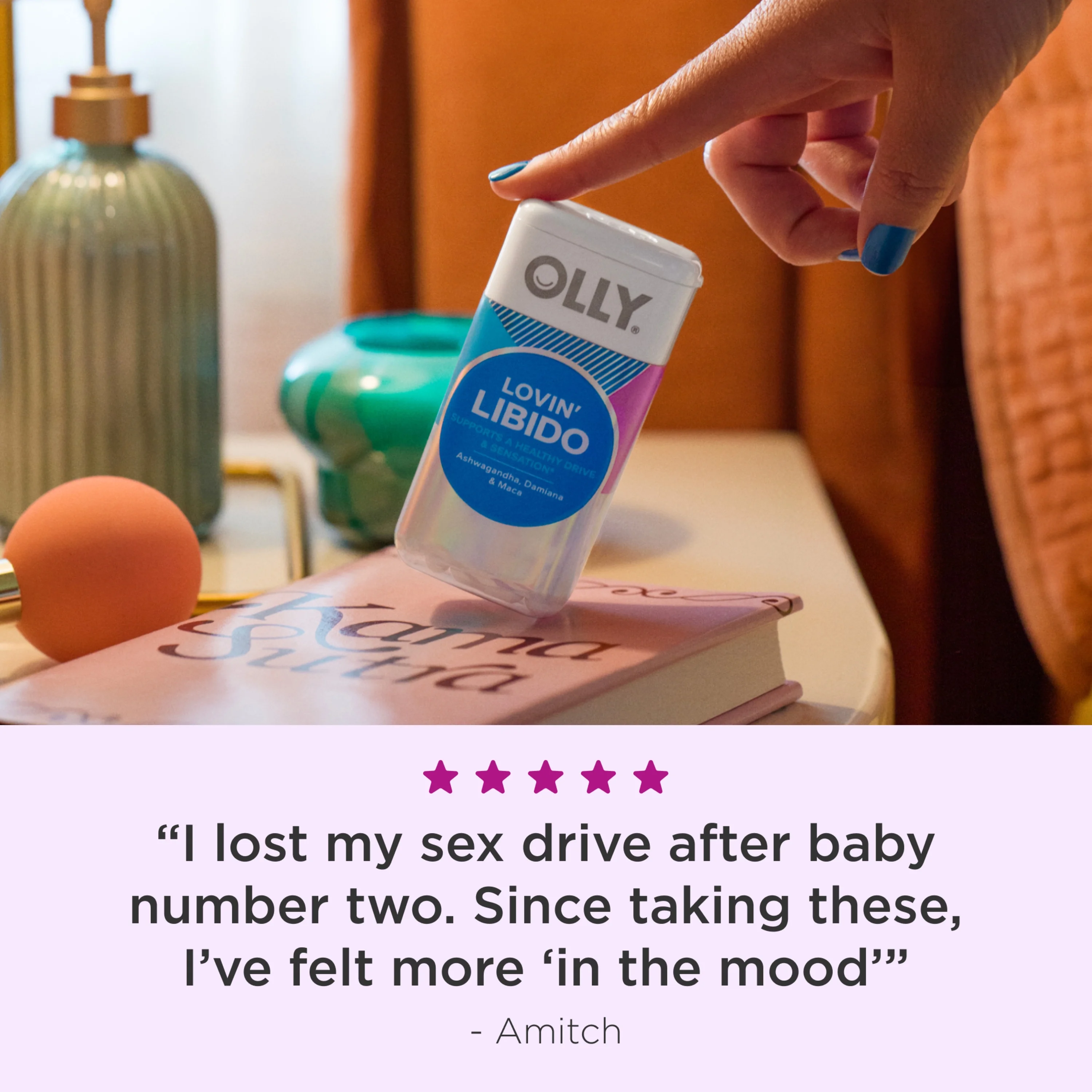 OLLY Lovin' Libido Capsule Supplement, Ashwaganda, Damiana, Maca, 40 Ct
