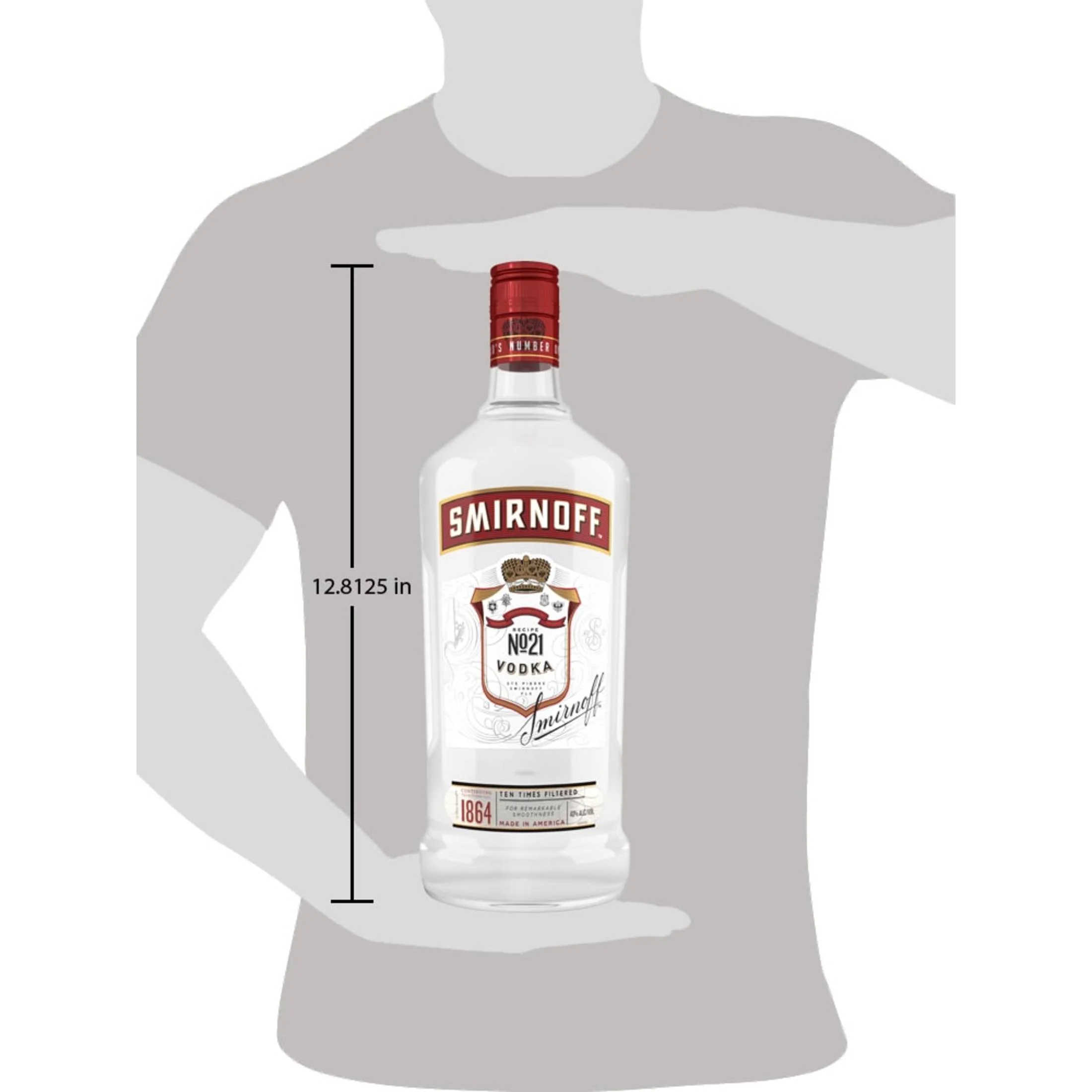 Smirnoff No. 21 80 Proof Vodka, 1.75 L Glass Bottle, 40% ABV