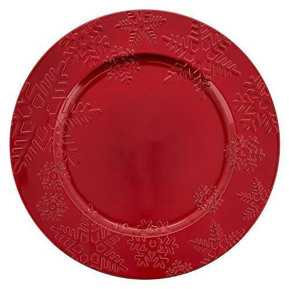 Fennco Styles Holiday Snowflake Design Decorative Charger Plates 13
