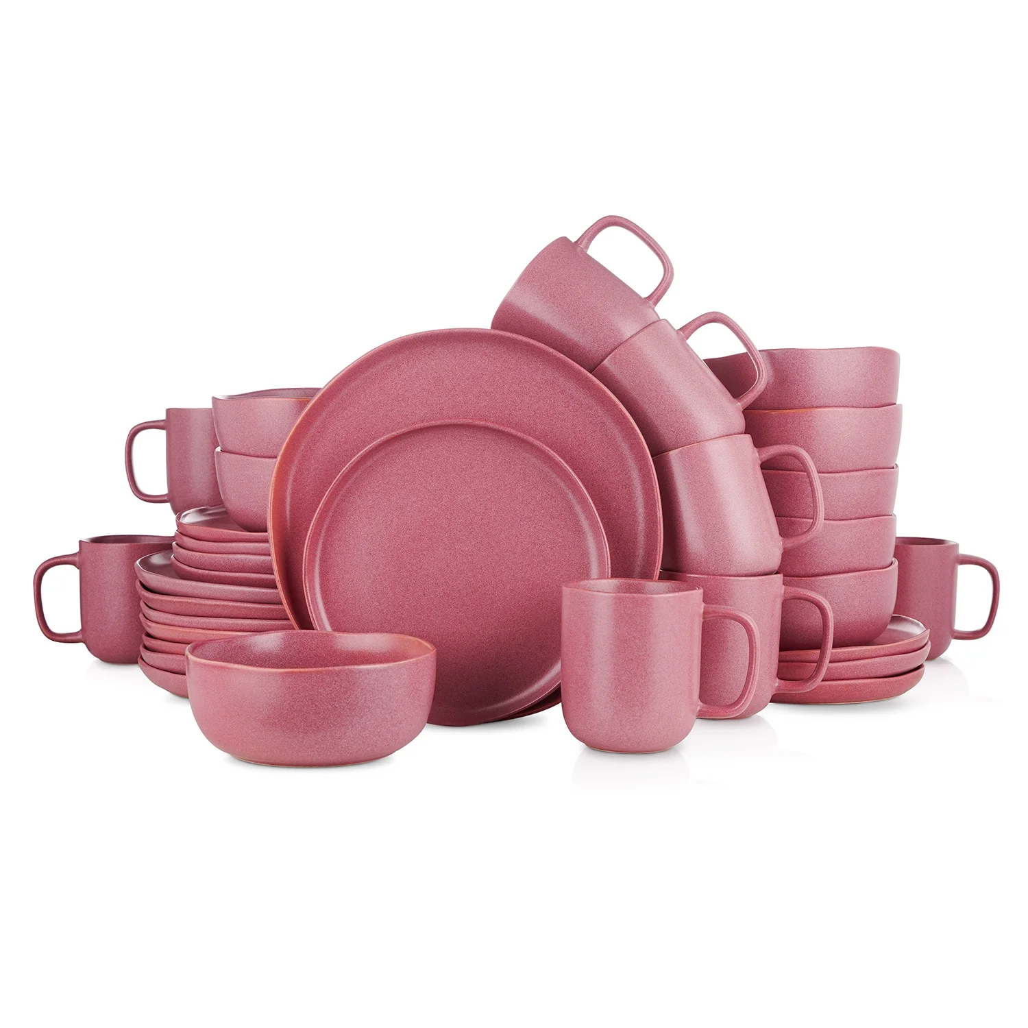 Stone Lain Tom 32-Piece Dinnerware Set Stoneware, Pink White