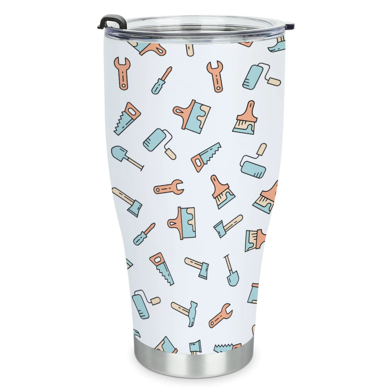 Hidove Stainless Steel Tumbler, Tools Seamless Pattern 30oz Leak Proof & Stainless Steel Bottle for Hot & Cold Drinks - Coffee Travel Mug, Water Metal Canteen, Thermal Cup