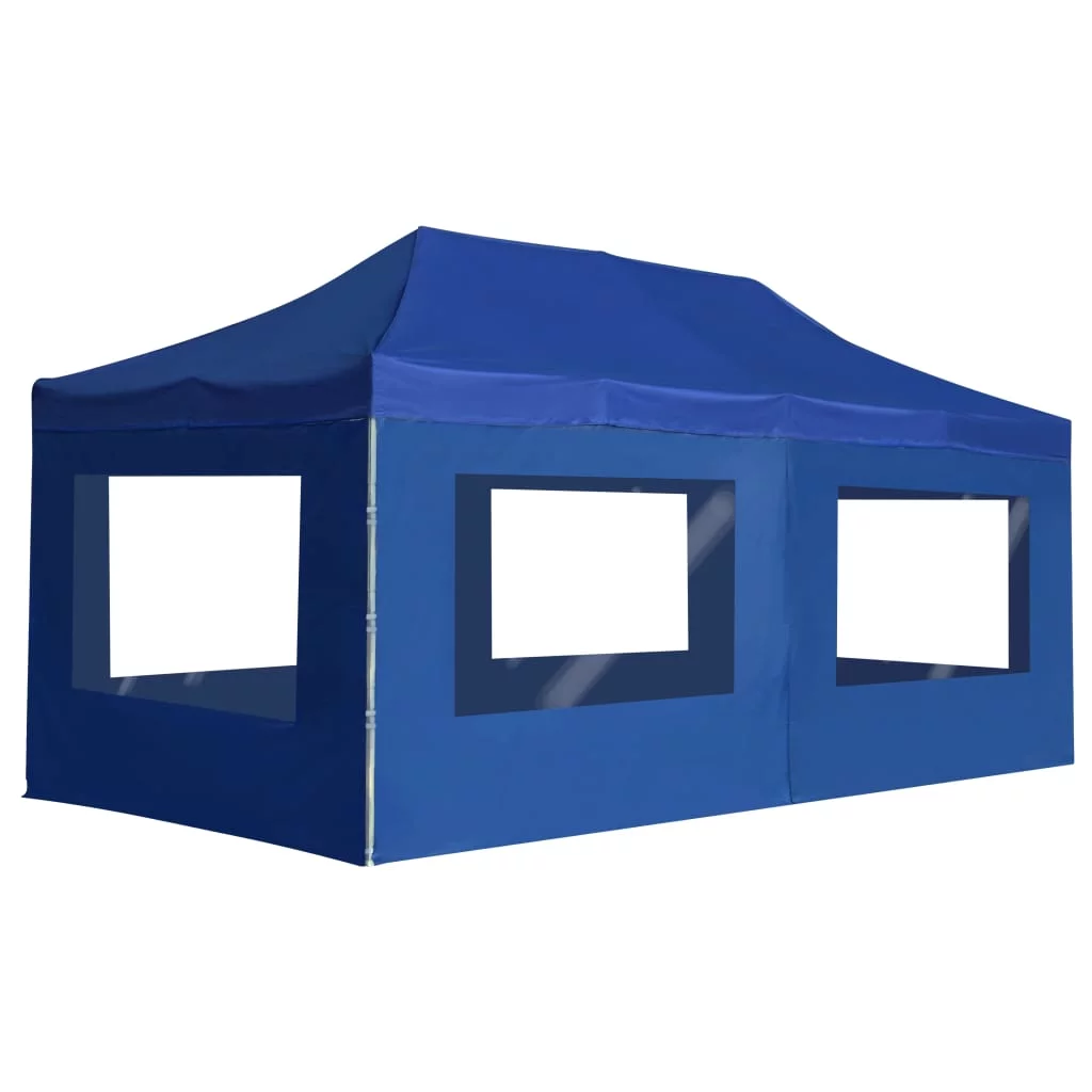 Buyweek Professional Folding Party Tent with Walls Aluminum 19.7'x9.8' Blue