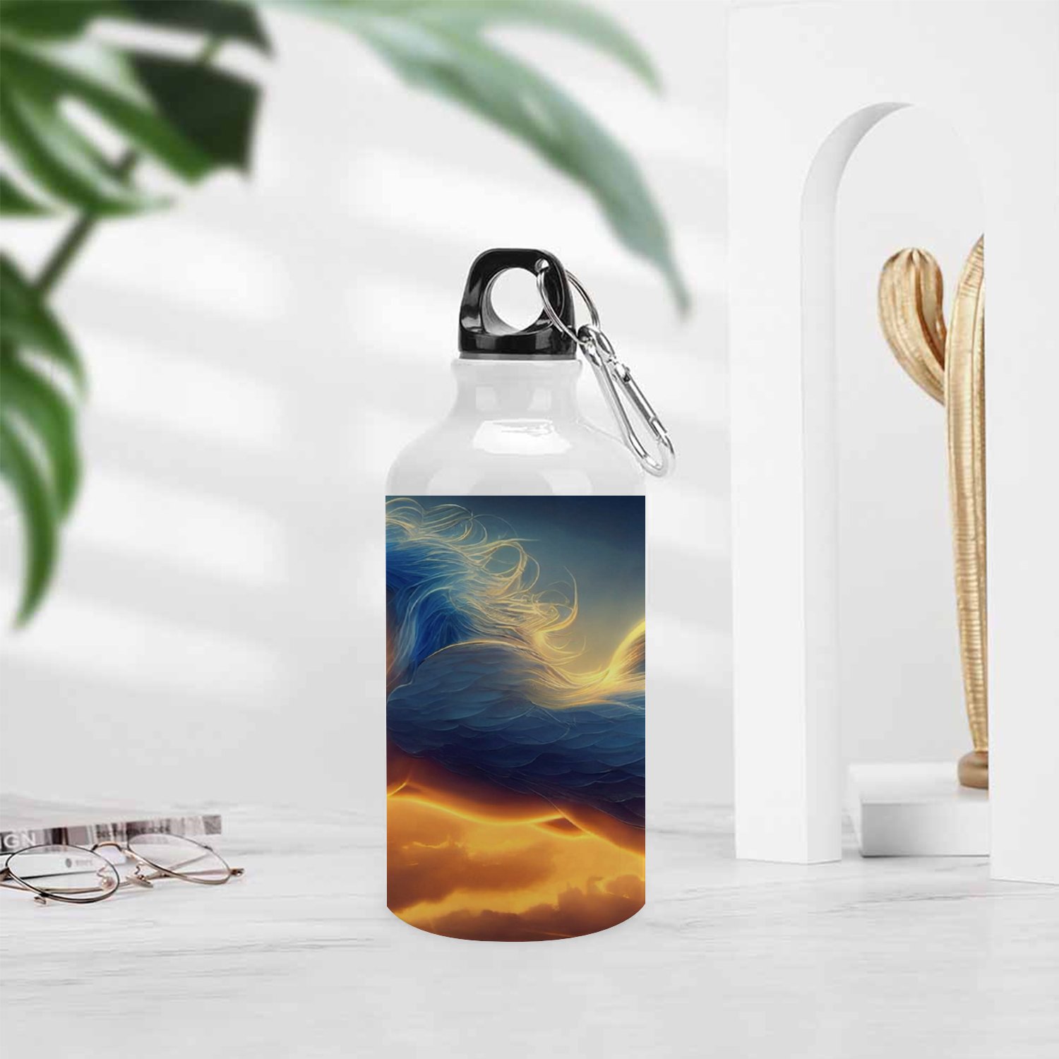 SKYSONIC 400ml Sport Aluminum Water Bottle,Horse Flying High,Sport Multipack Leak Proof Easy Carry Travel Bottle with Twist Cap for Gym Hiking Camping Running Bike Outdoor