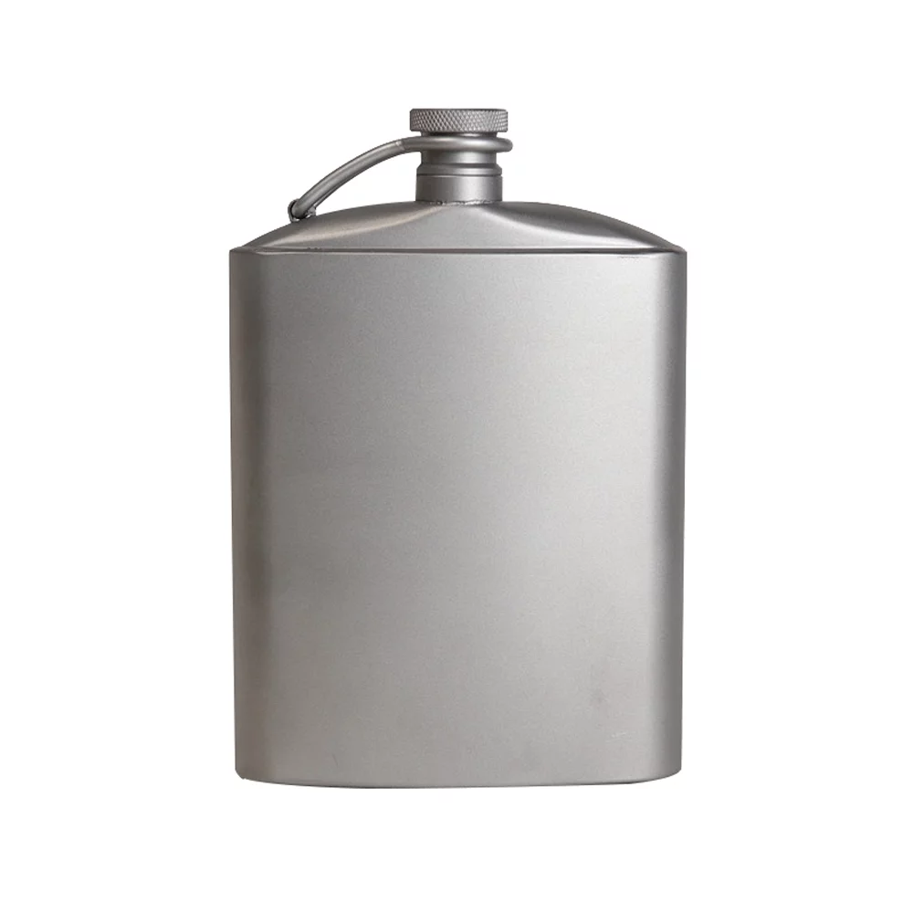 Titanium Flask Hip Flagon with Screw Clip Ultralight Hydration Flat Bottle with Ti Funnel for Outdoor Hiking