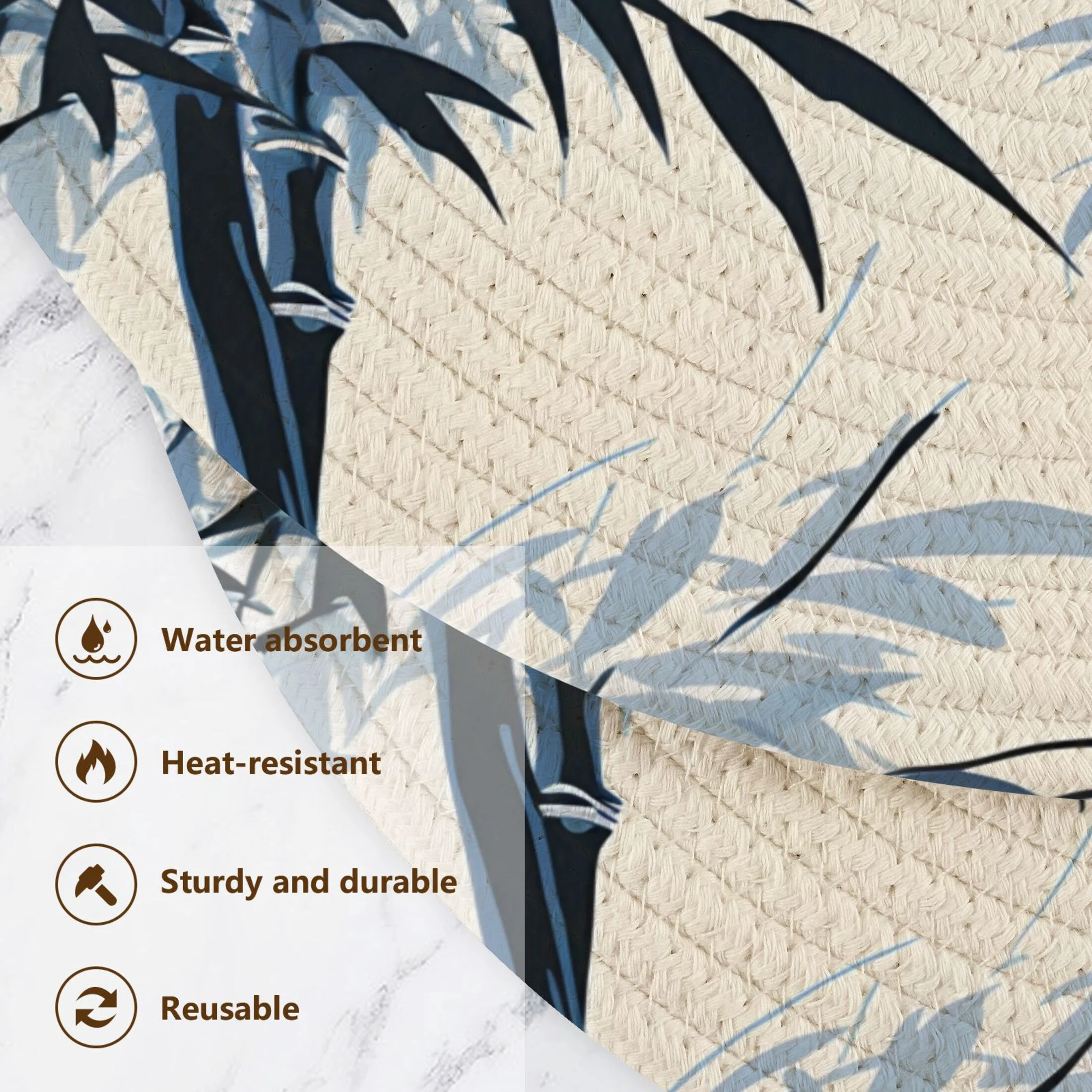 Bamboos 3 PCs Pot Holders Trivets Kitchen 15